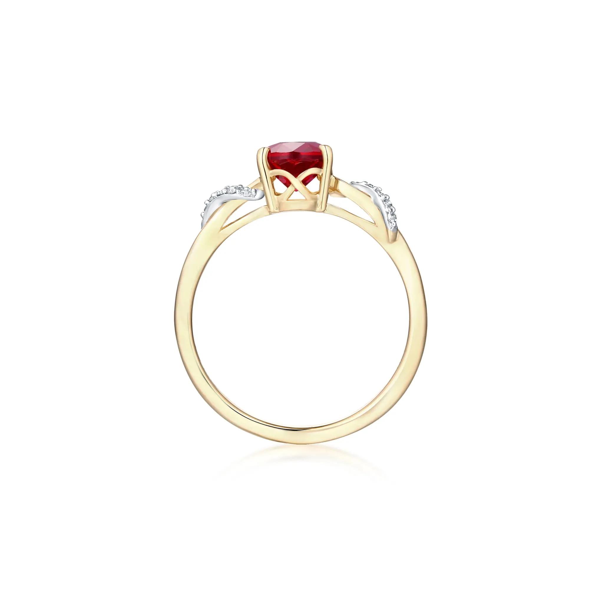 Lab-Created Ruby and Diamond Accent Ring 10K Yellow Gold Size 7