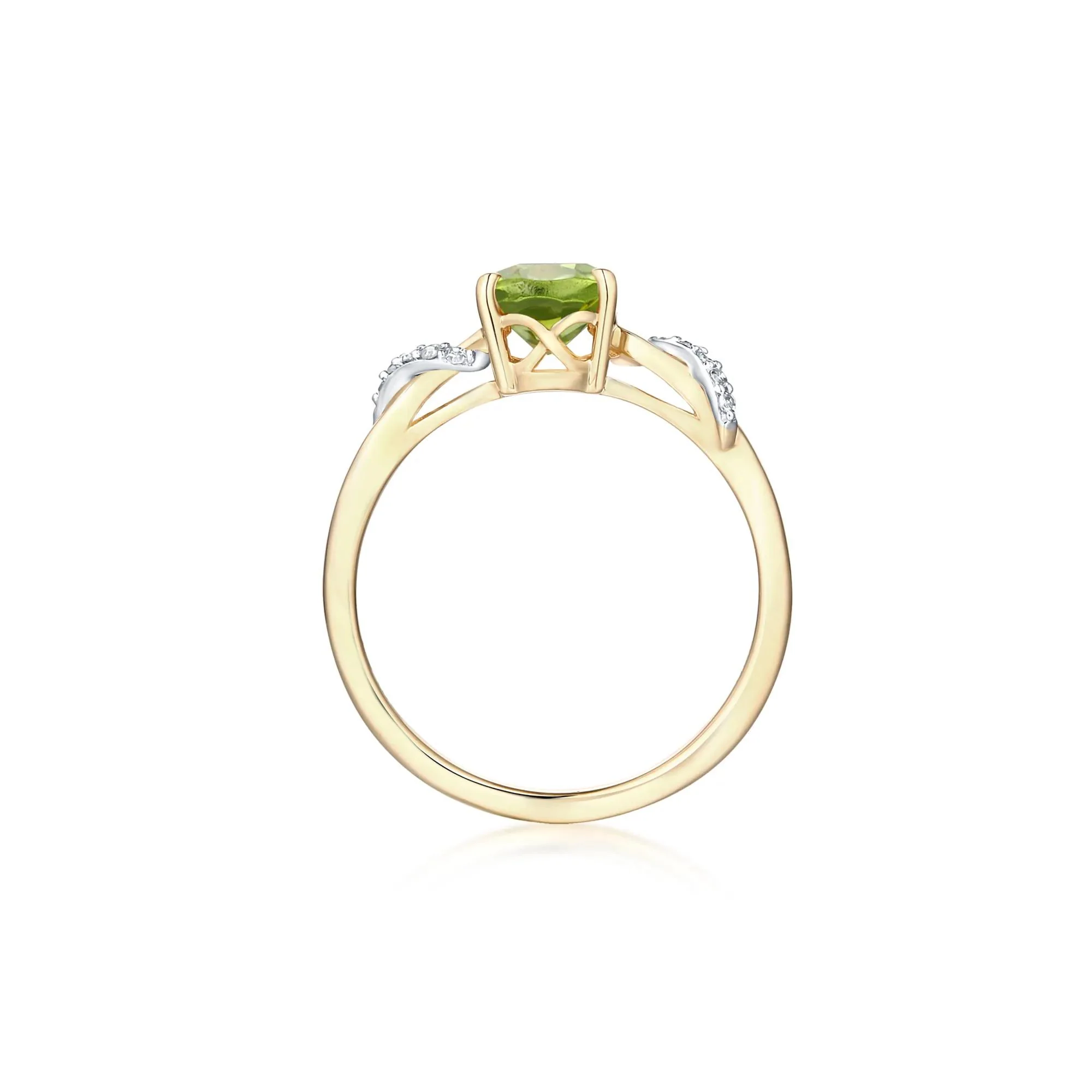 Peridot and Diamond Accent Ring 10K Yellow Gold Size 7