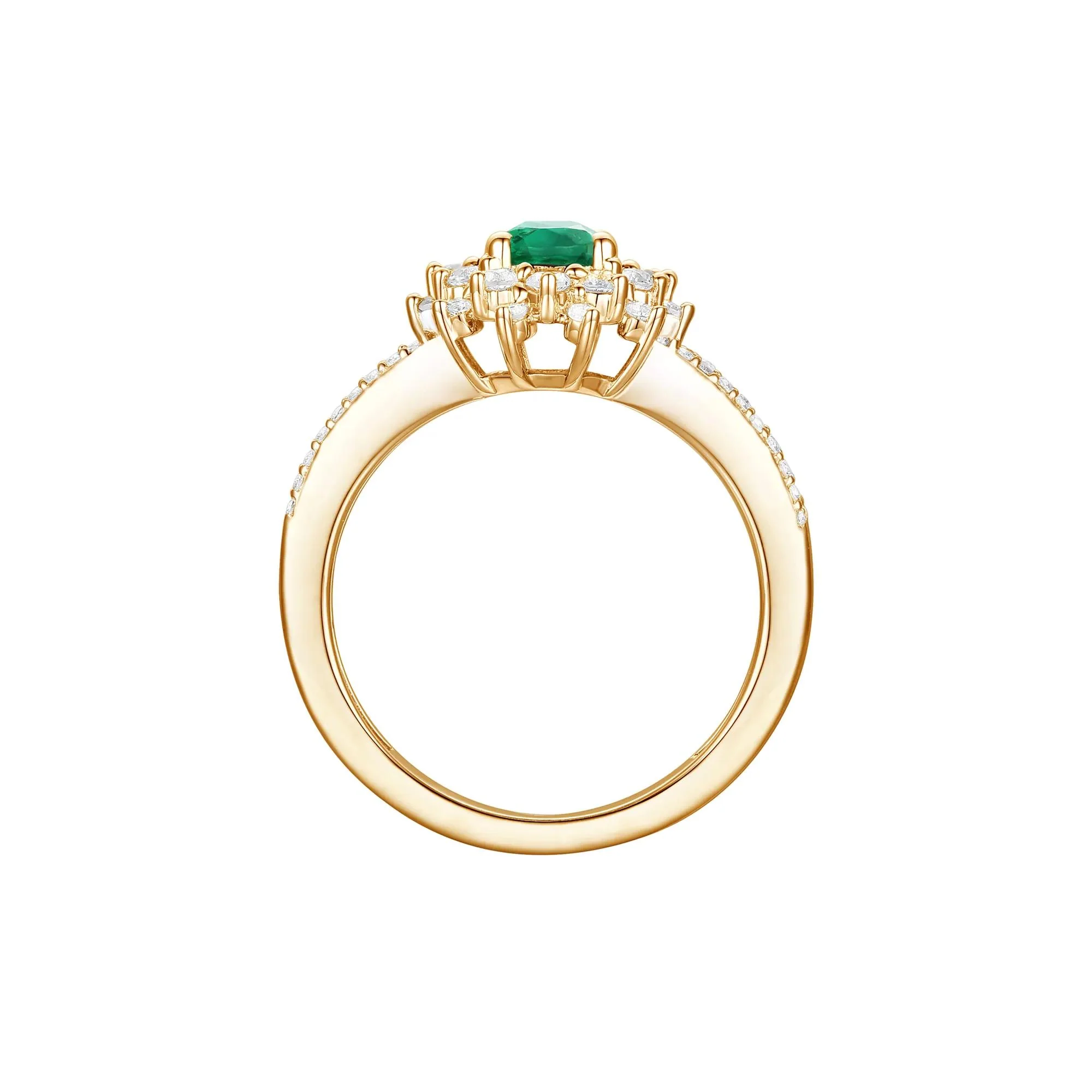 1/2 CT. Tw. Emerald and Diamond Halo Ring 14K Yellow Gold Size 7 1mm - Image 2