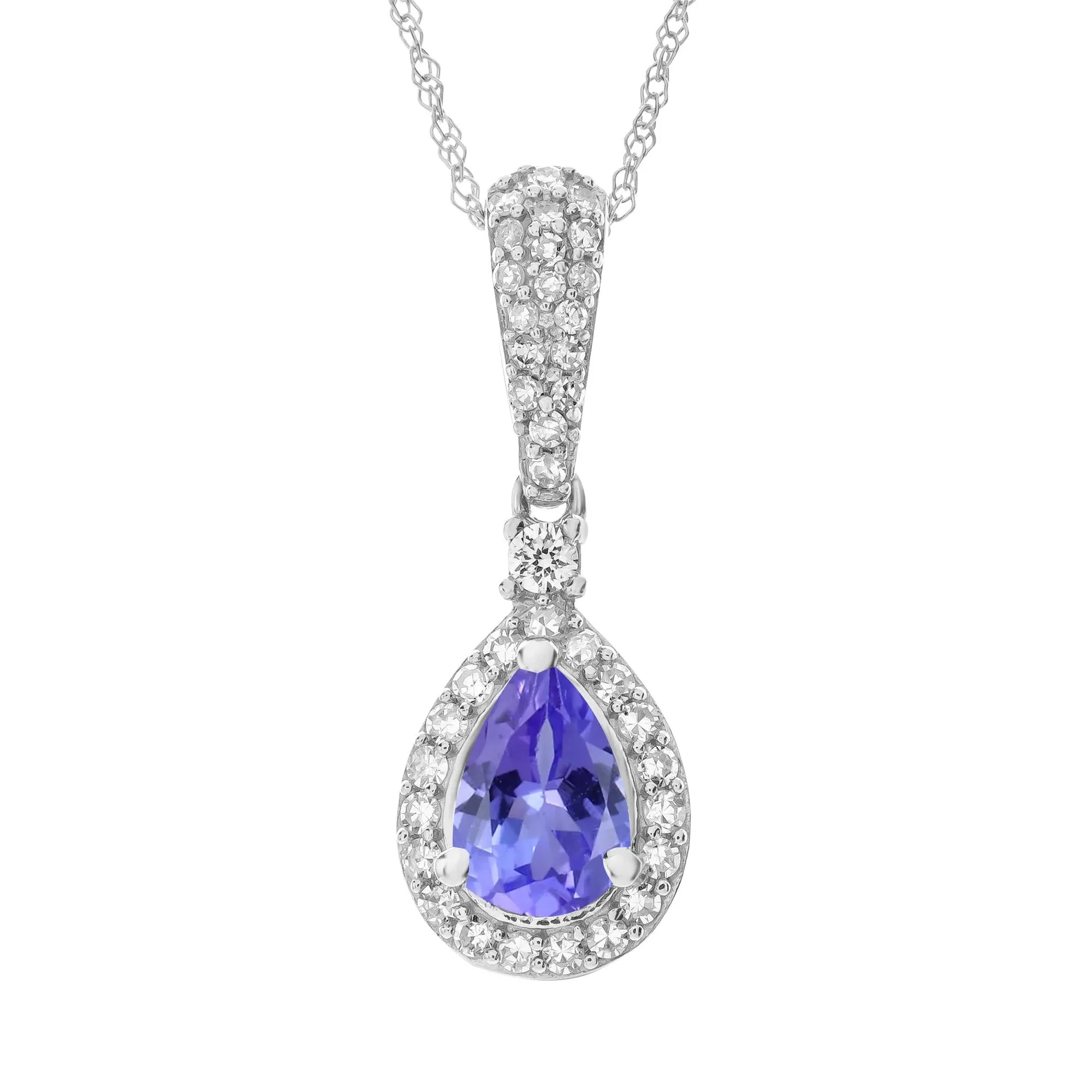 1/5 CT. Tw. Tanzanite and Diamond Pendant Necklace 10K Yellow Gold White Size 18"
