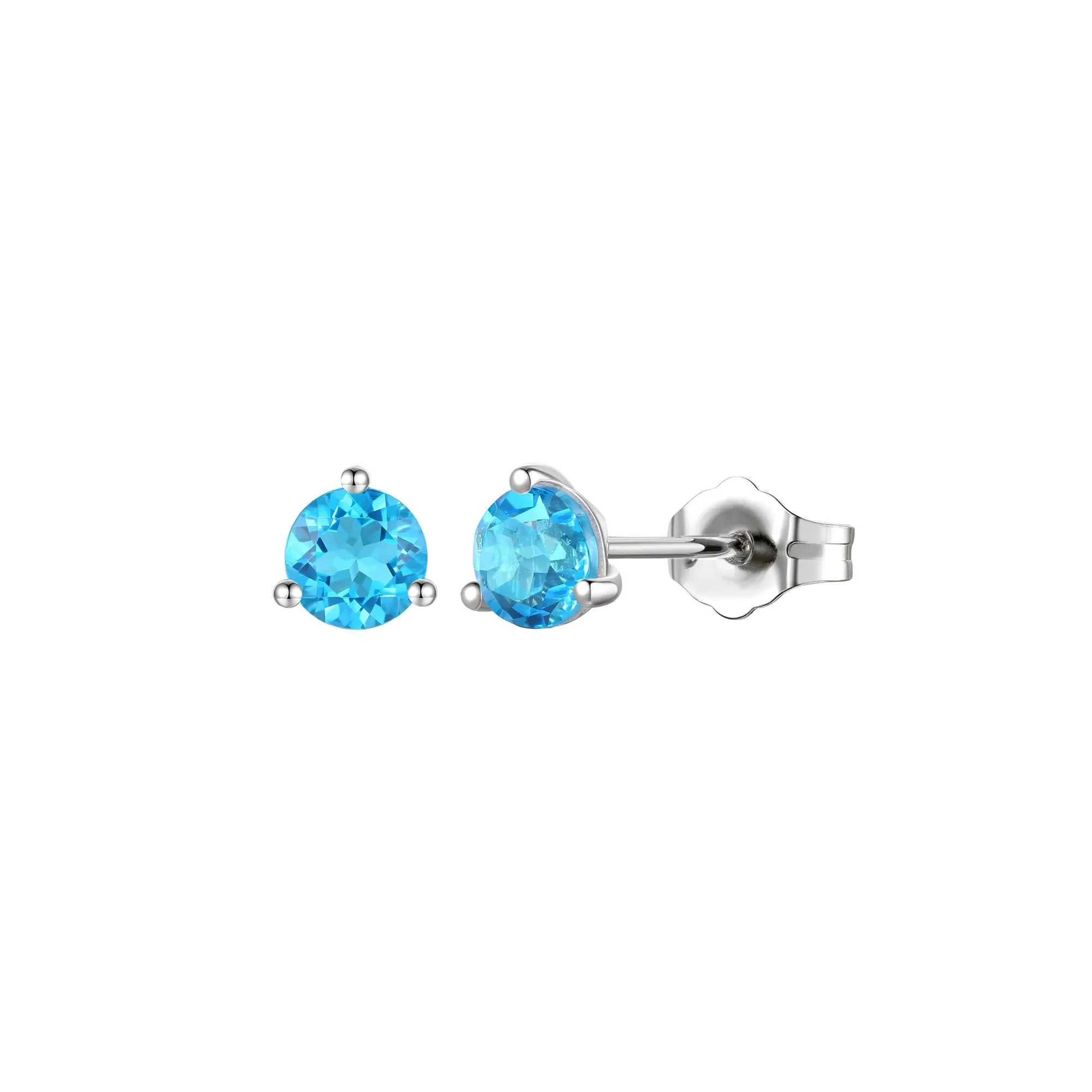 Blue Topaz Stud Earrings 10K White Gold Size 5.00mm