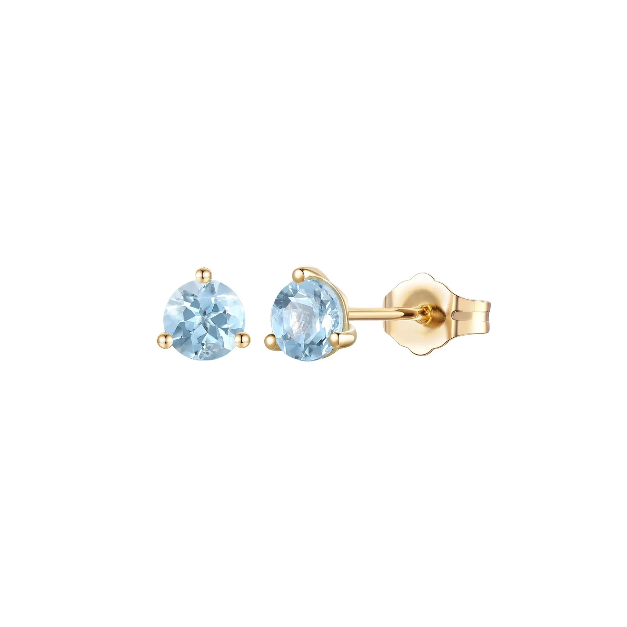 Aquamarine Stud Earrings 10K Yellow Gold Size 5.00mm
