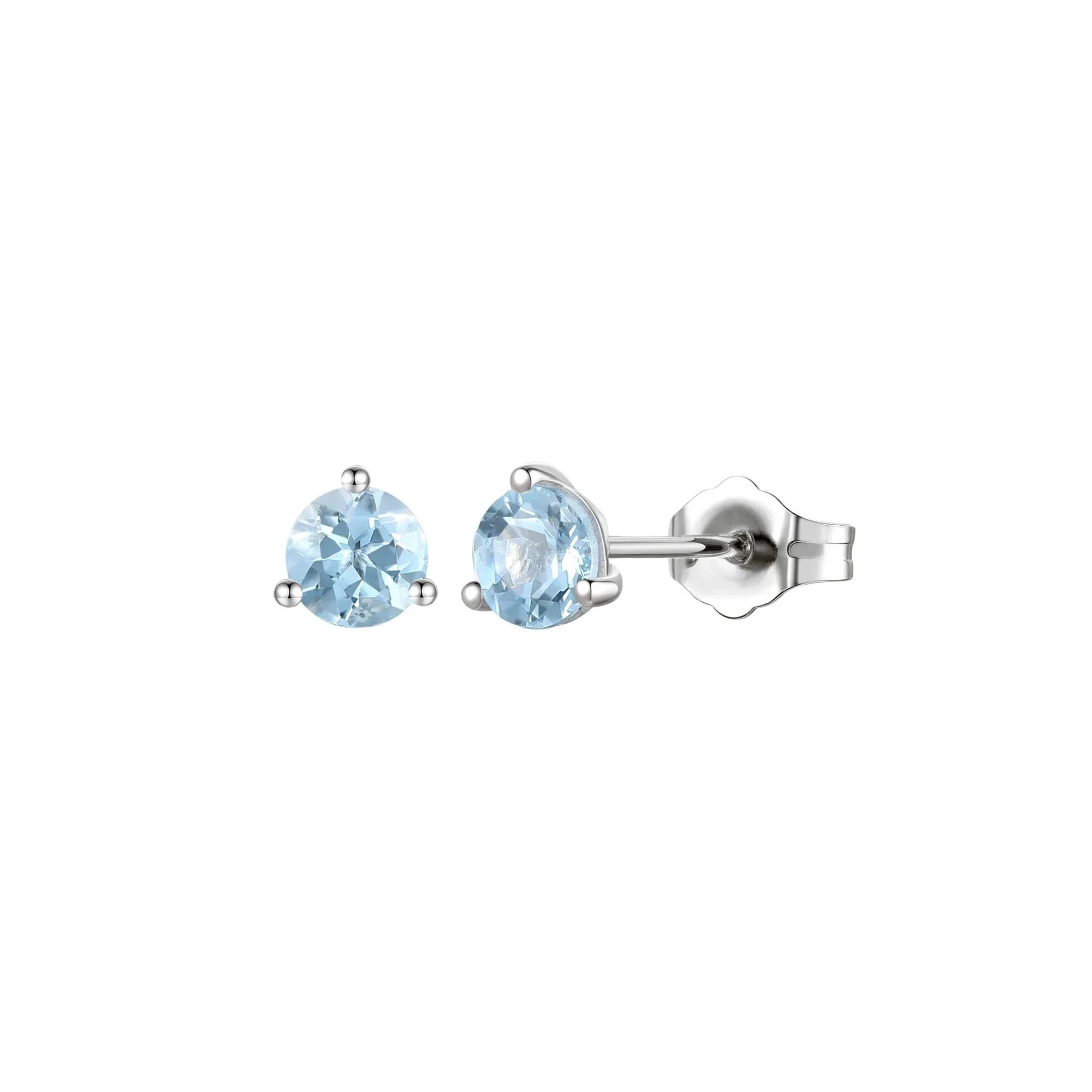 Aquamarine Stud Earrings 10K White Gold Yellow Size 5.00mm - Image 2