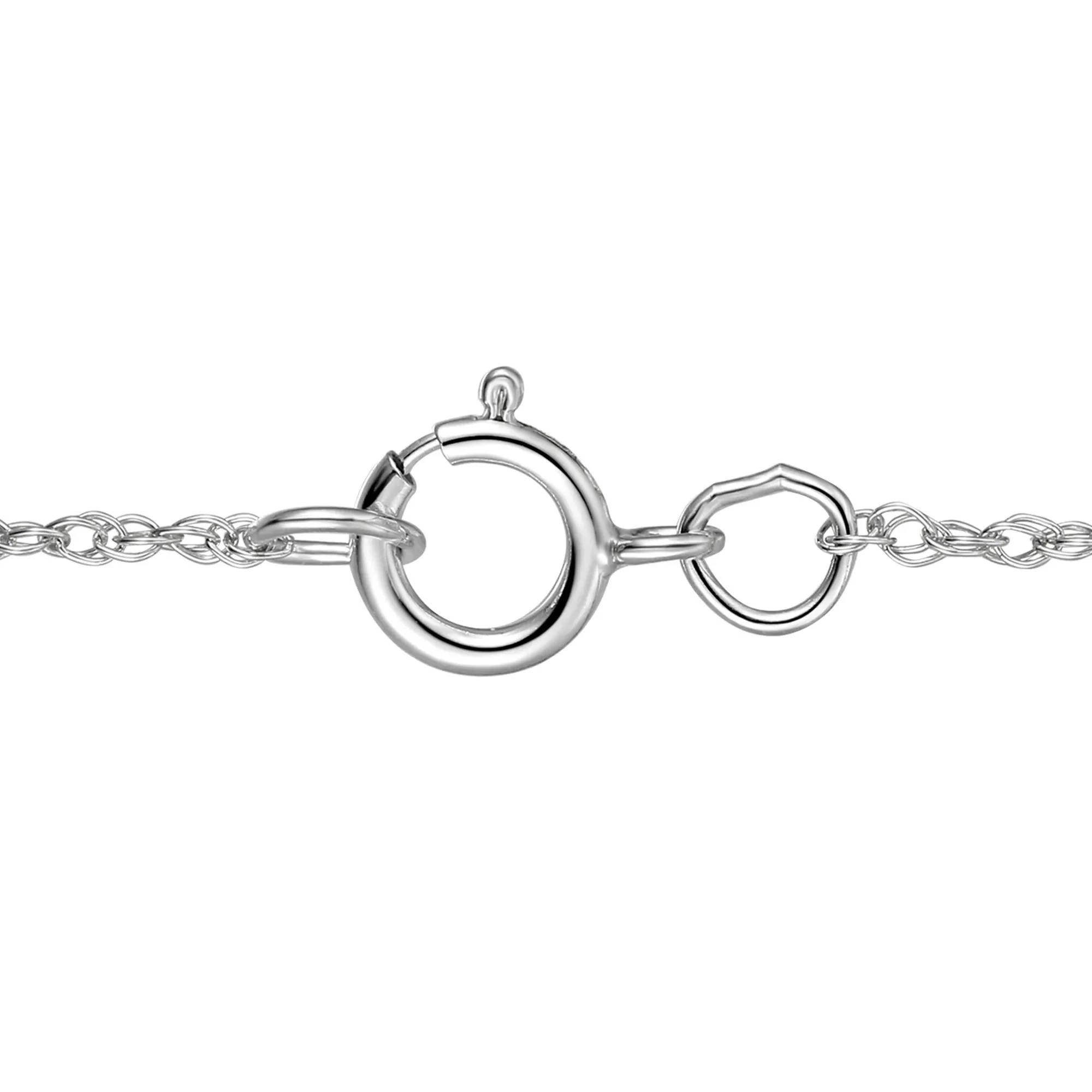 Garnet Cross Pendant Necklace .925 Sterling Silver White Size 18" - Image 3