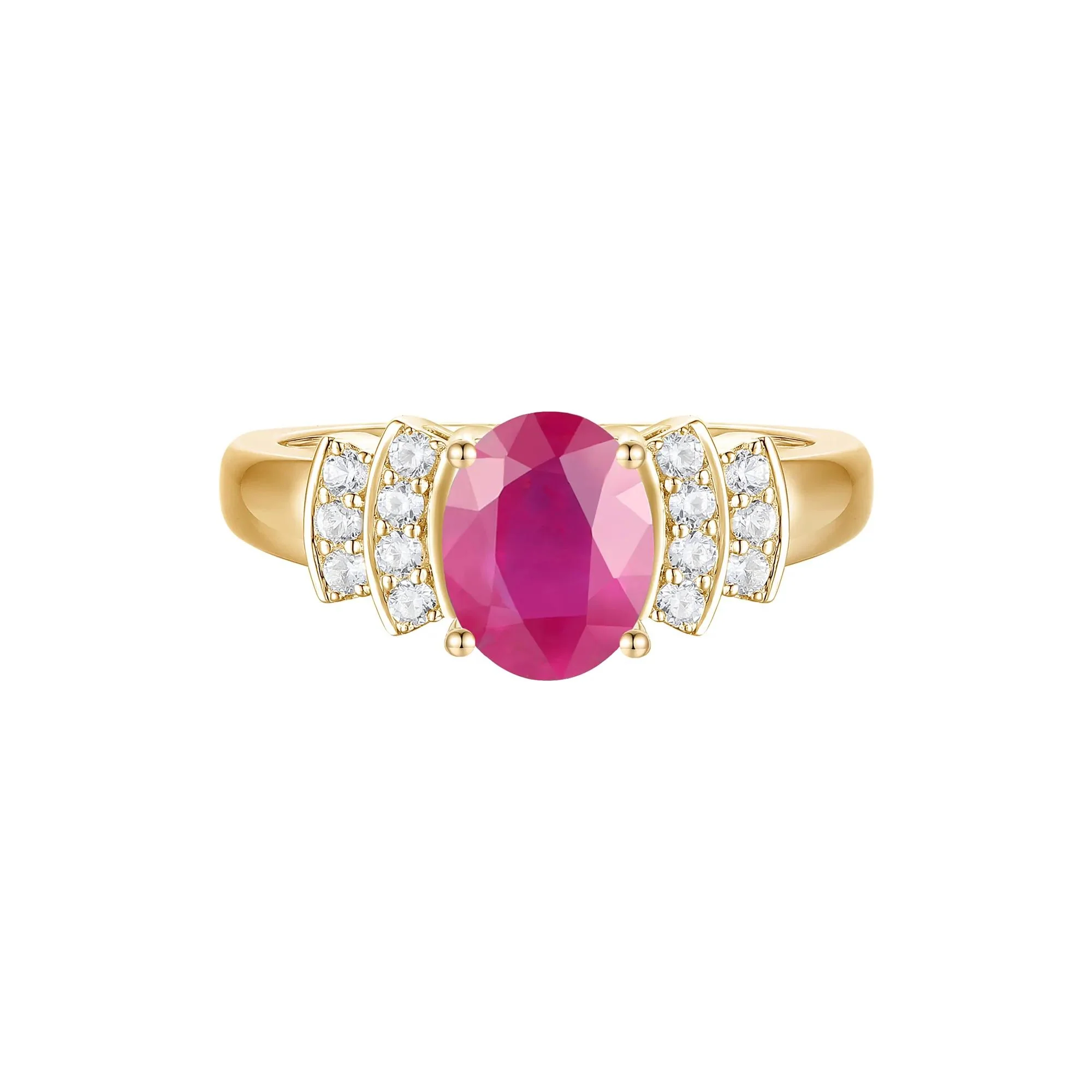 1/5 CT. Tw. Gemstone and Diamond Ring 14K Gold Round Brilliant Cut Yellow Size 6 1mm