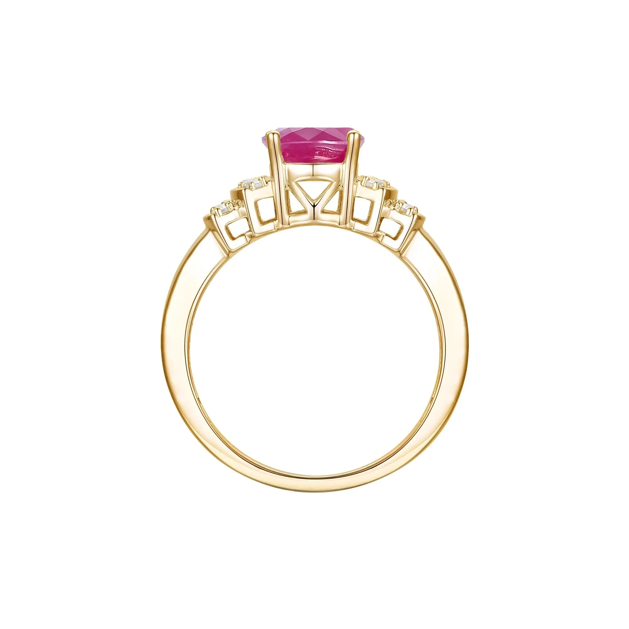 1/5 CT. Tw. Gemstone and Diamond Ring 14K Gold Round Brilliant Cut Yellow Size 8 1mm - Image 2