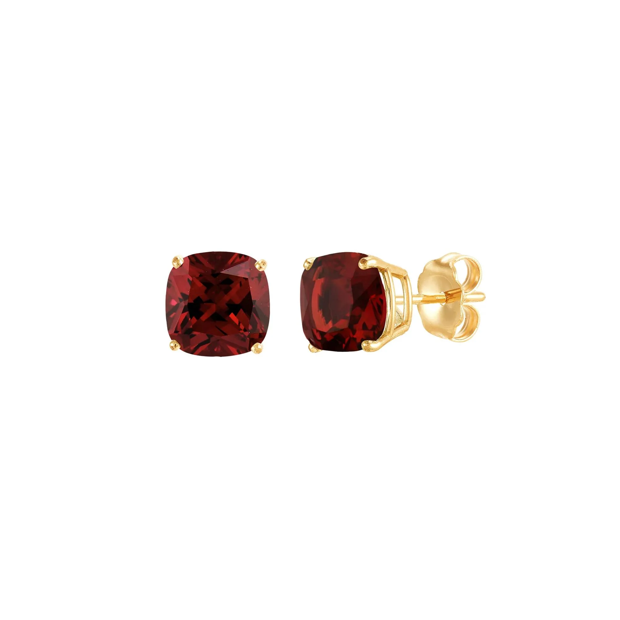 Garnet Stud Earrings 10K Yellow Gold Size 8.00mm