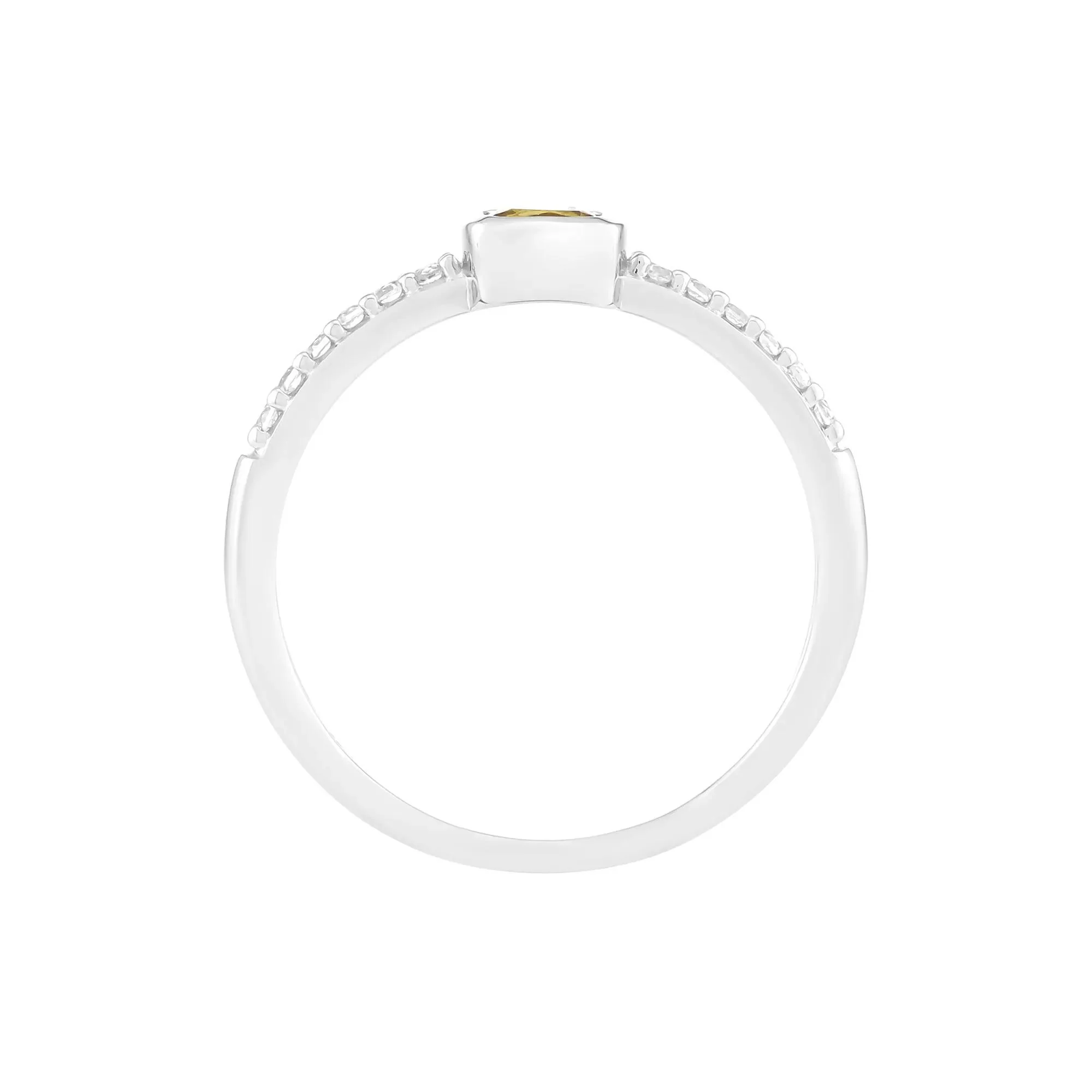 Citrine and Lab-Created White Sapphire Bezel Ring .925 Sterling Silver Size 5.5 - Image 2