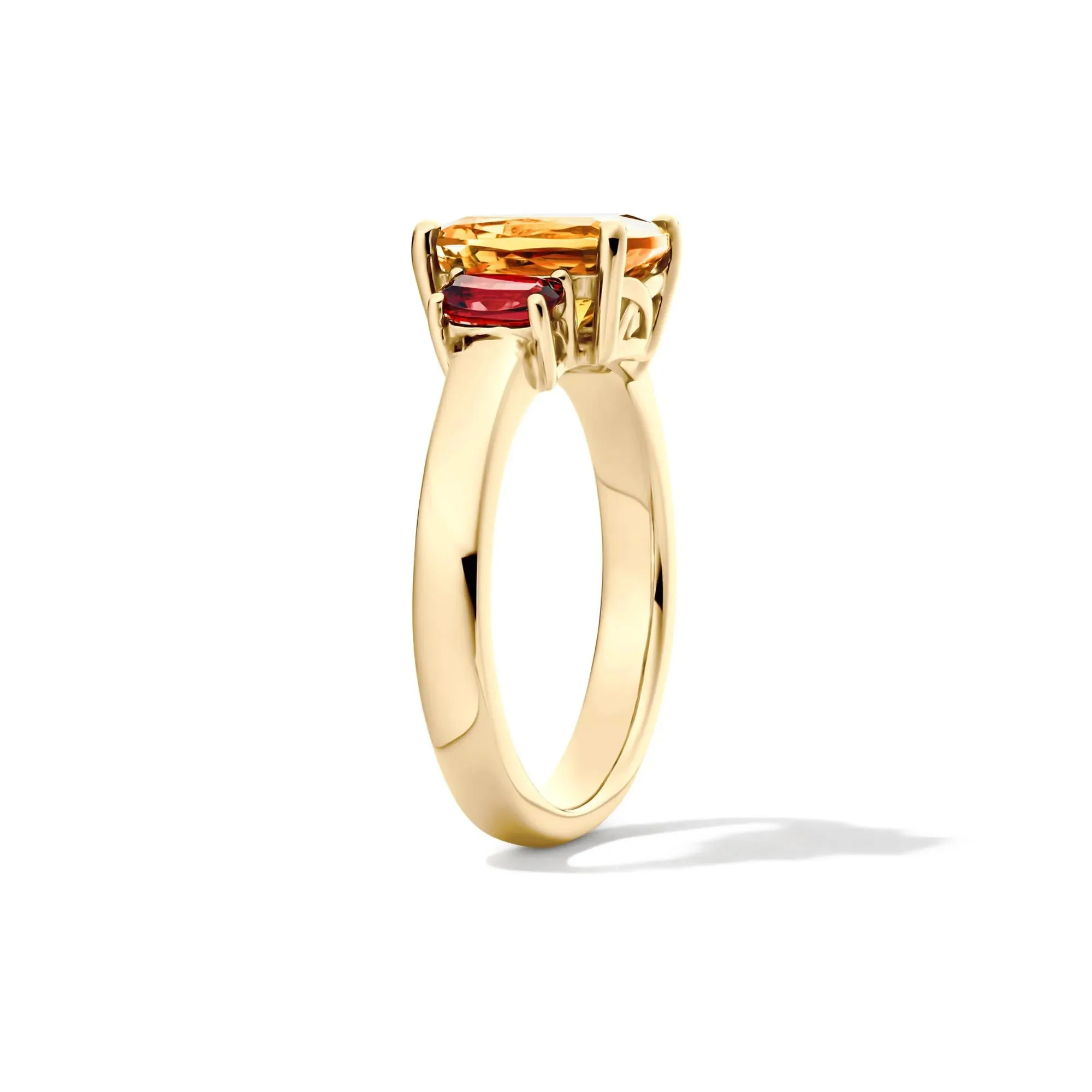 Cushion-Cut Citrine and Garnet Ring 10K Yellow Gold Size 6 - Image 3