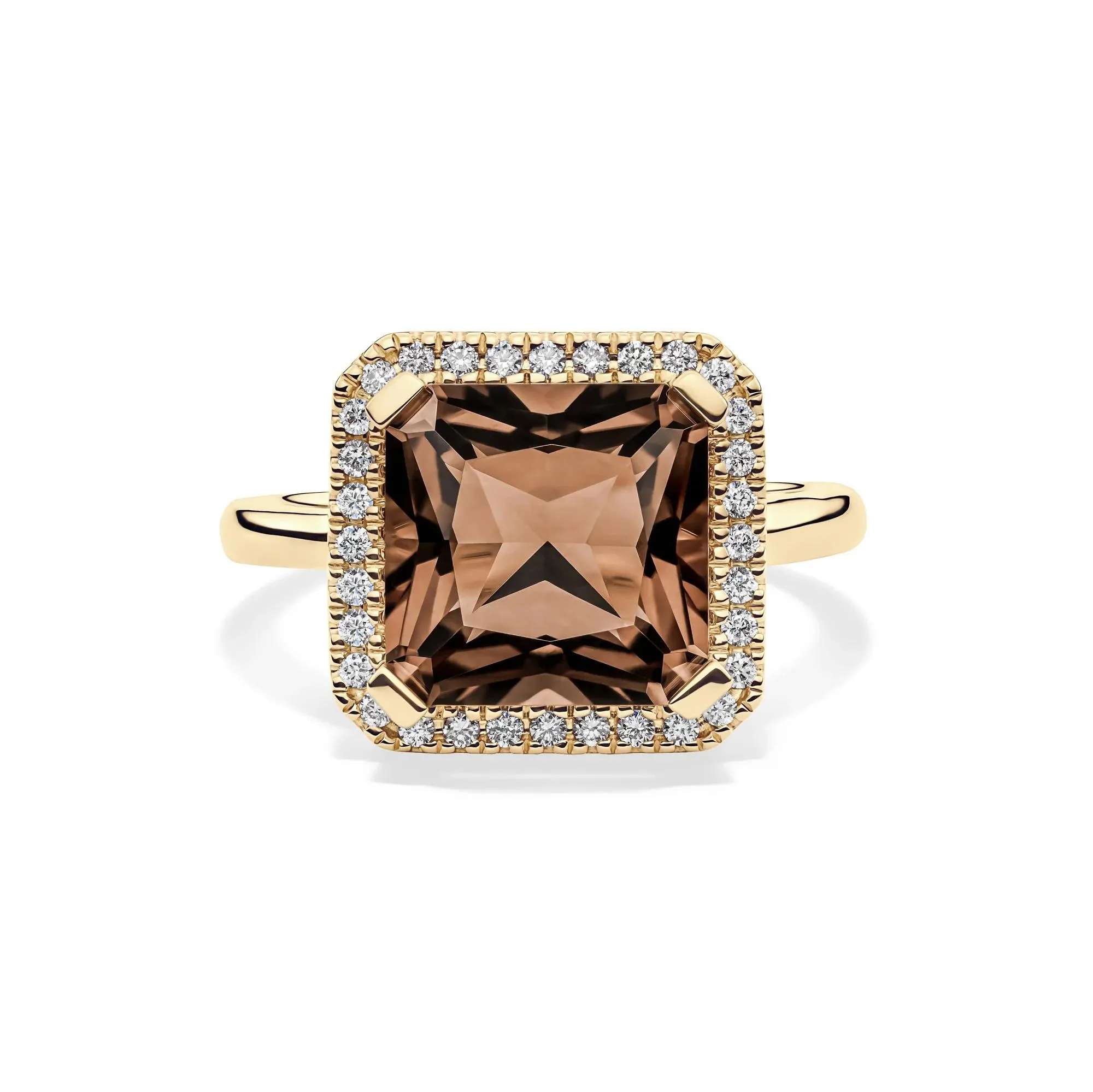 1/5 CT. Tw. Smoky Quartz and Diamond Ring 10K Yellow Gold Size 7 1mm