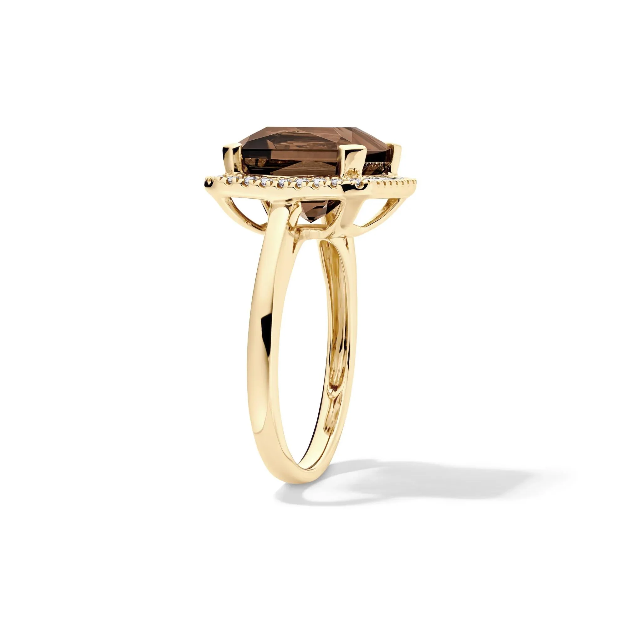 1/5 CT. Tw. Smoky Quartz and Diamond Ring 10K Yellow Gold Size 8.5 1mm - Image 3