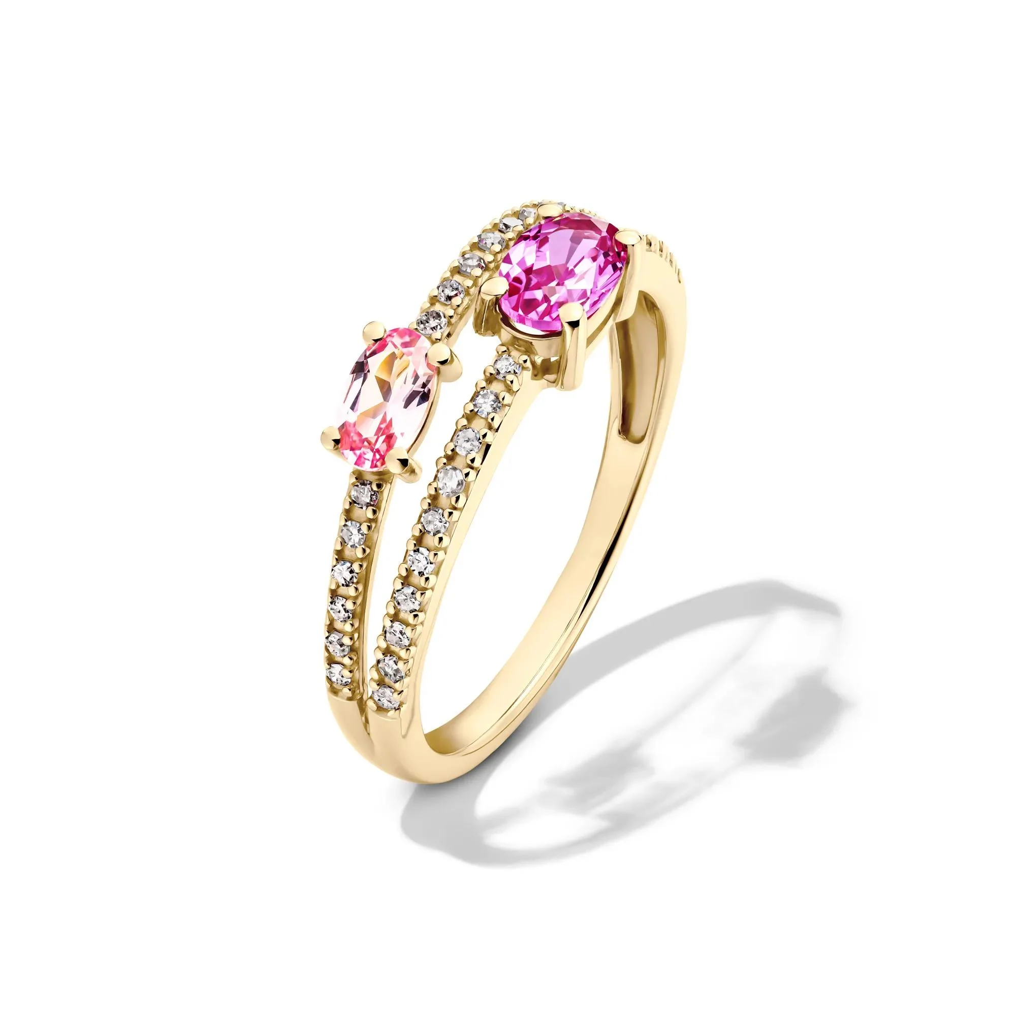 1/6 CT. Tw. Pink Sapphire and Diamond Ring 10K Yellow Gold Size 6.5 1.5mm - Image 4