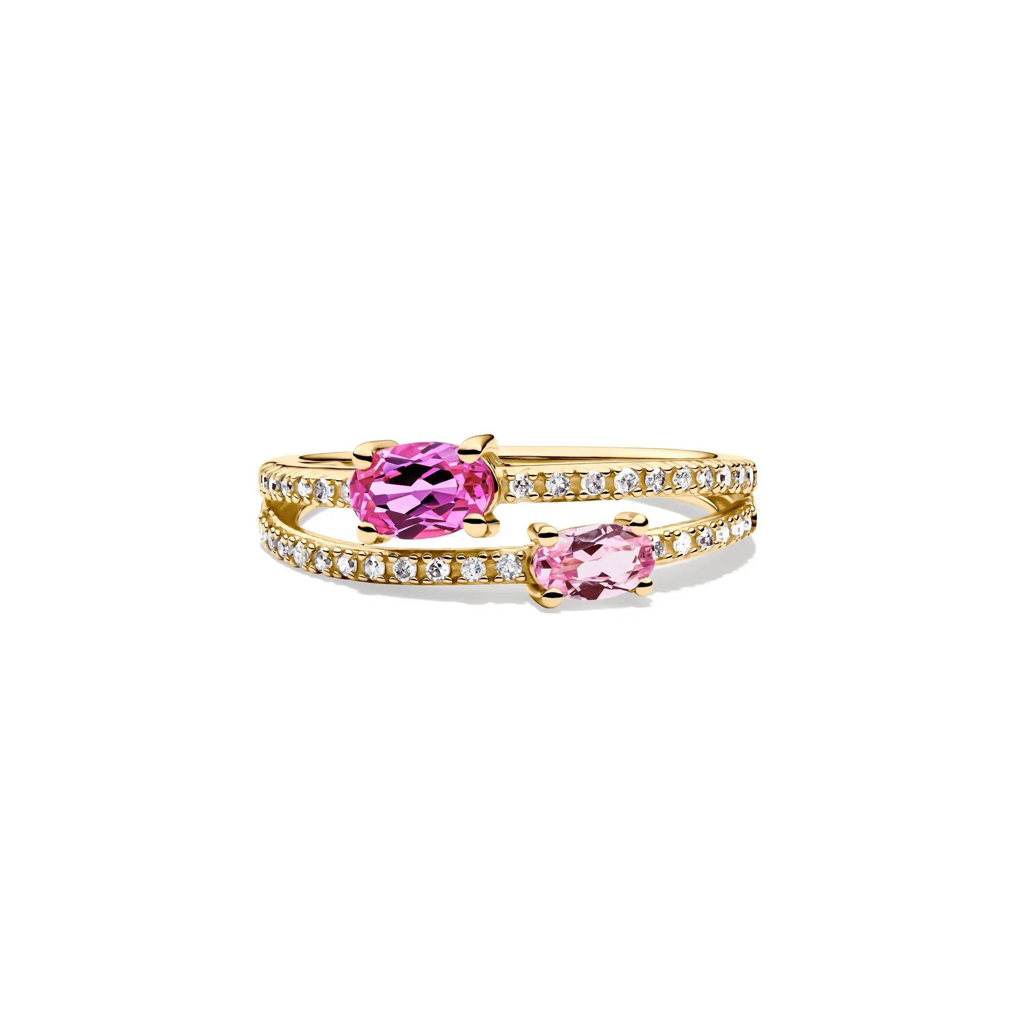 1/6 CT. Tw. Pink Sapphire and Diamond Ring 10K Yellow Gold Size 8 1.5mm