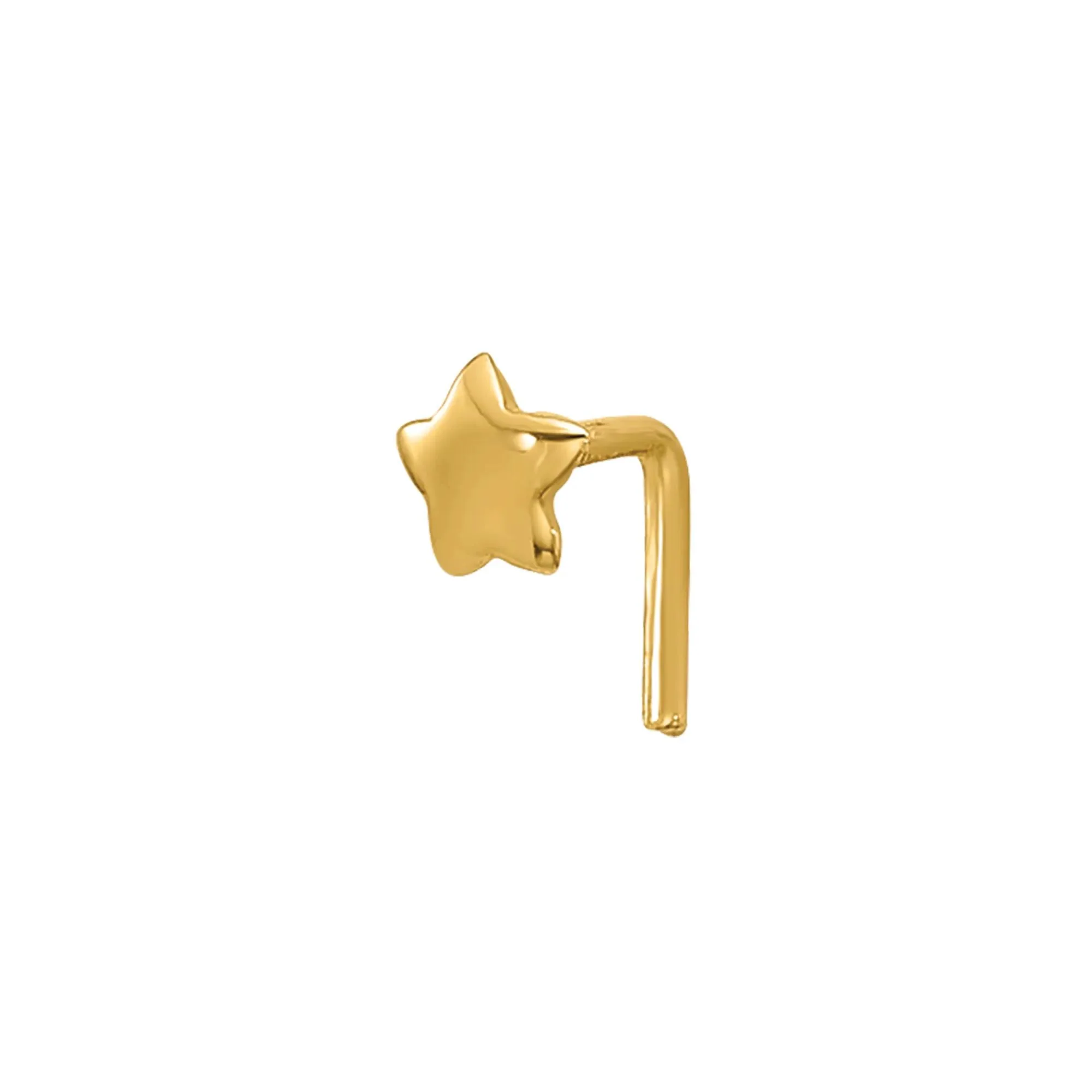 Polished Star Nose Stud 14K Yellow Gold 22 Gauge Size 3.00mm