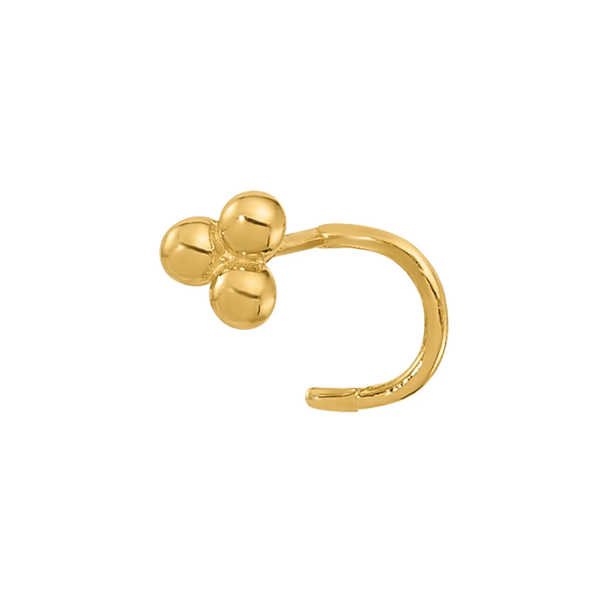 Polished Cluster Nose Ring 14K Yellow Gold 22 Gauge Size 2.70mm