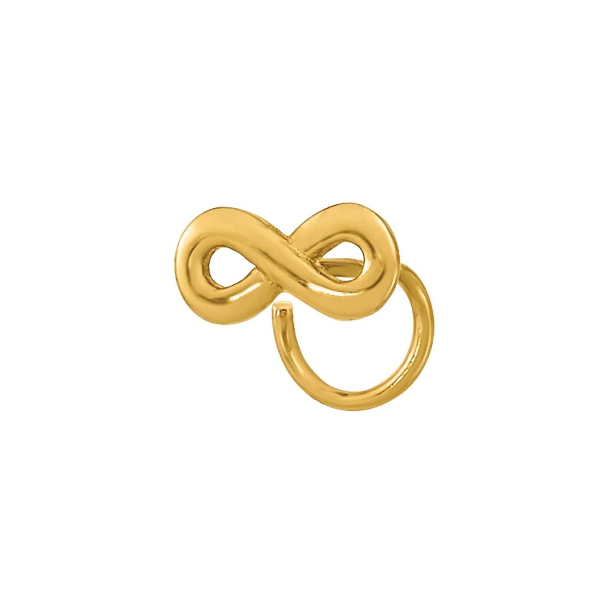 Polished Infinity Nose Ring 14K Yellow Gold 22 Gauge Size 2.70mm