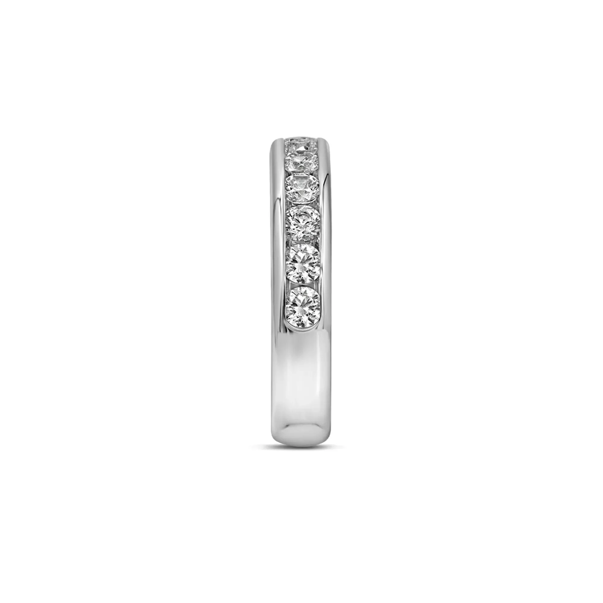 1 CT. Tw. Lab Grown Diamond Channel-Set Wedding Band Ring 14K White Gold Round Brilliant Cut Size 6 4mm - Image 3