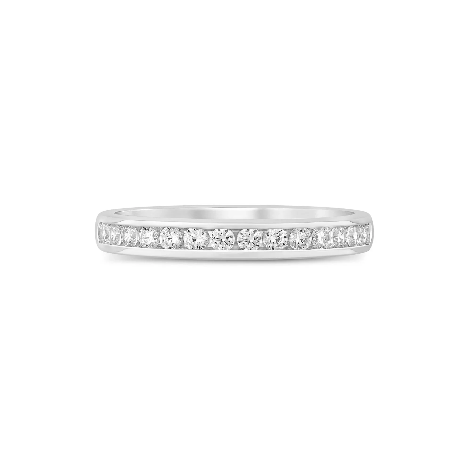 1/3 CT. Tw. Lab Grown Diamond Channel-Set Wedding Band Ring 14K White Gold Round Brilliant Cut Size 6 3mm