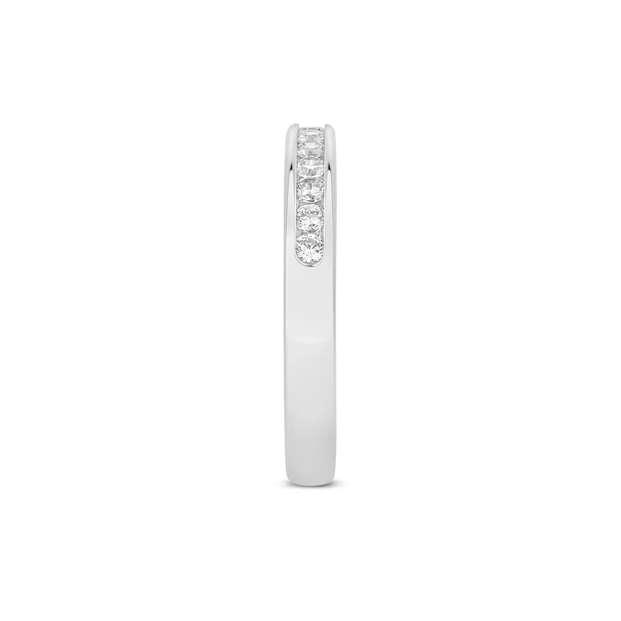 1/3 CT. Tw. Lab Grown Diamond Channel-Set Wedding Band Ring 14K White Gold Round Brilliant Cut Size 8 3mm - Image 3