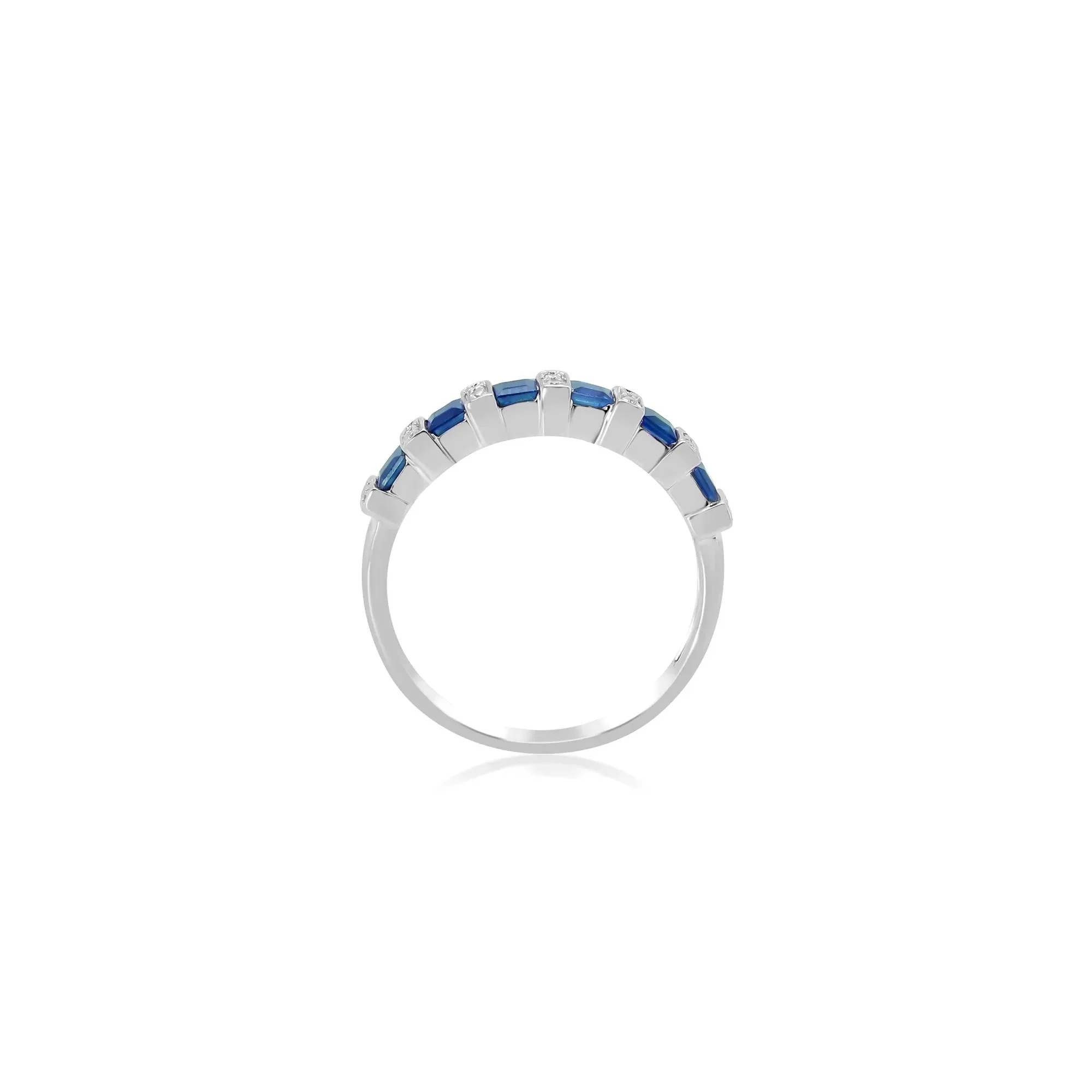 Princess-Cut Blue Sapphire and Diamond Accent Ring 10K White Gold Size 7 - Image 3