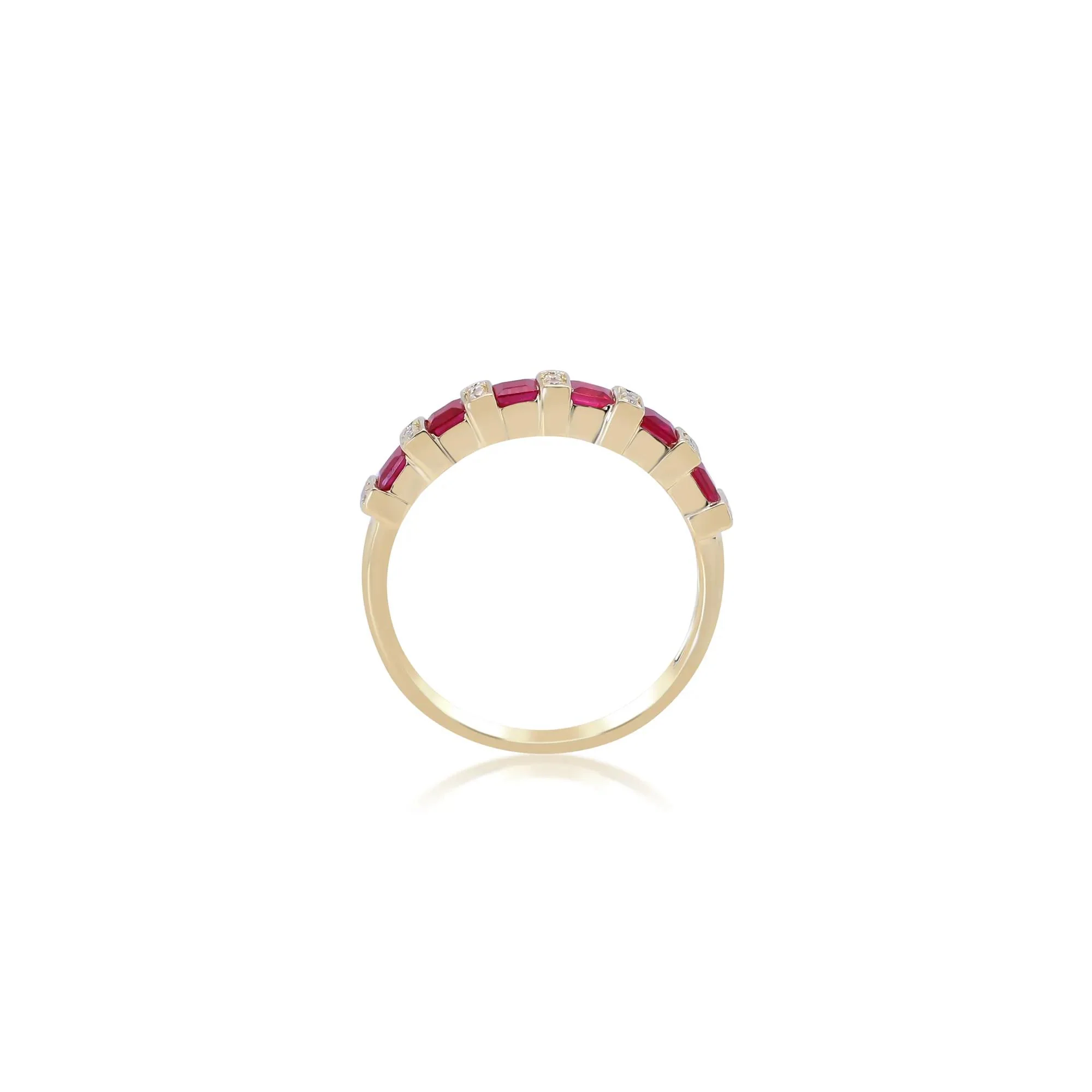 Princess-Cut Ruby and Diamond Accent Ring 10K Yellow Gold Size 5.5 - Image 3