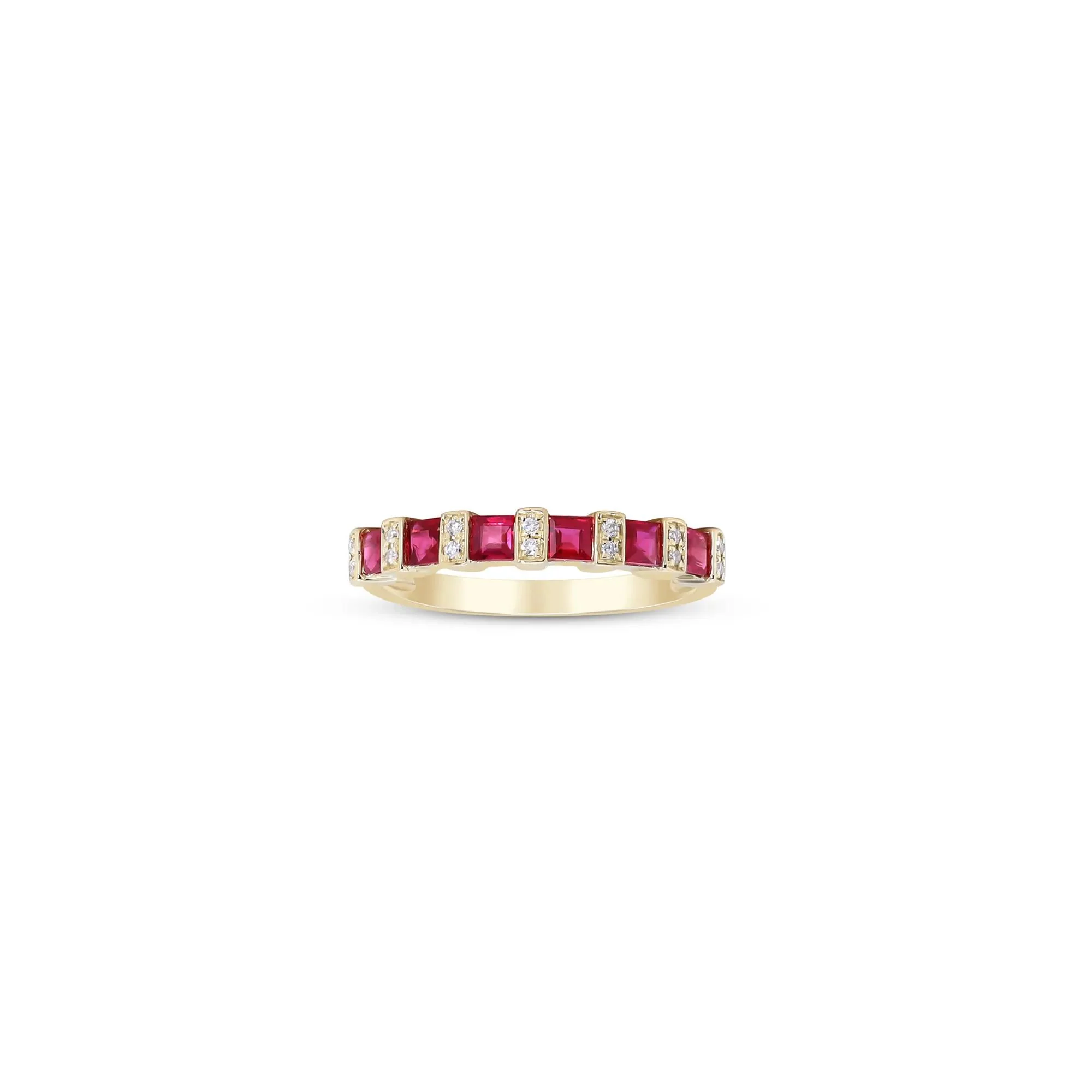 Princess-Cut Ruby and Diamond Accent Ring 10K Yellow Gold Size 7.5