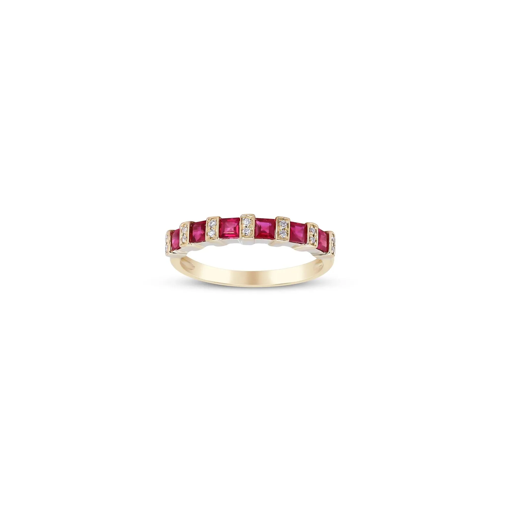 Princess-Cut Ruby and Diamond Accent Ring 10K Yellow Gold Size 8.5 - Image 4