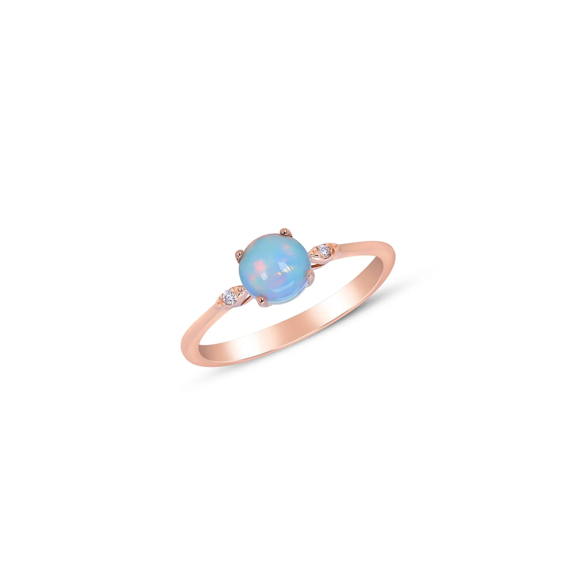 Opal and Diamond Accent Ring 10K Rose Gold Round Brilliant Cut Size 9 - Image 5