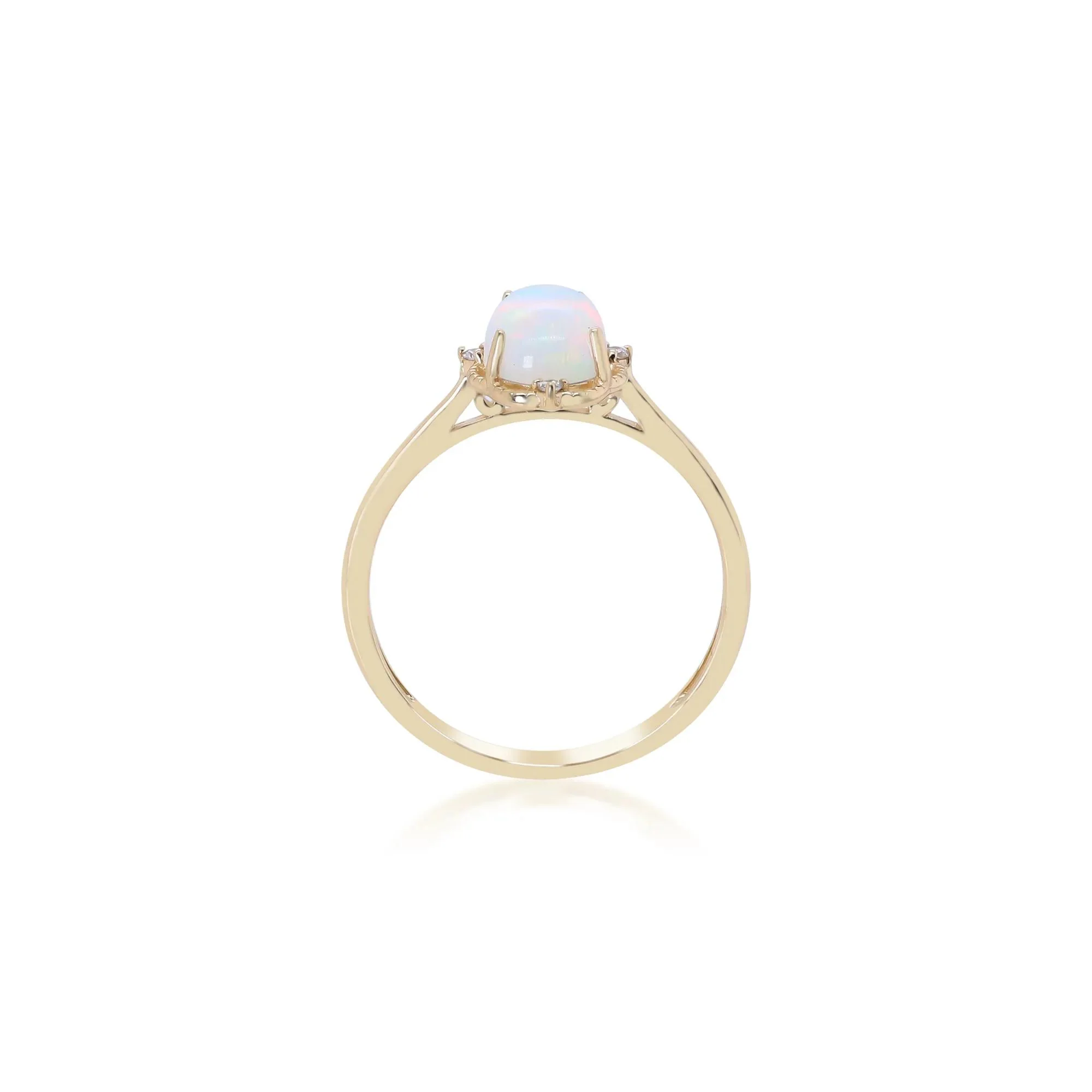 Opal and Diamond Accent Ring 10K Yellow Gold Size 5 - Image 3