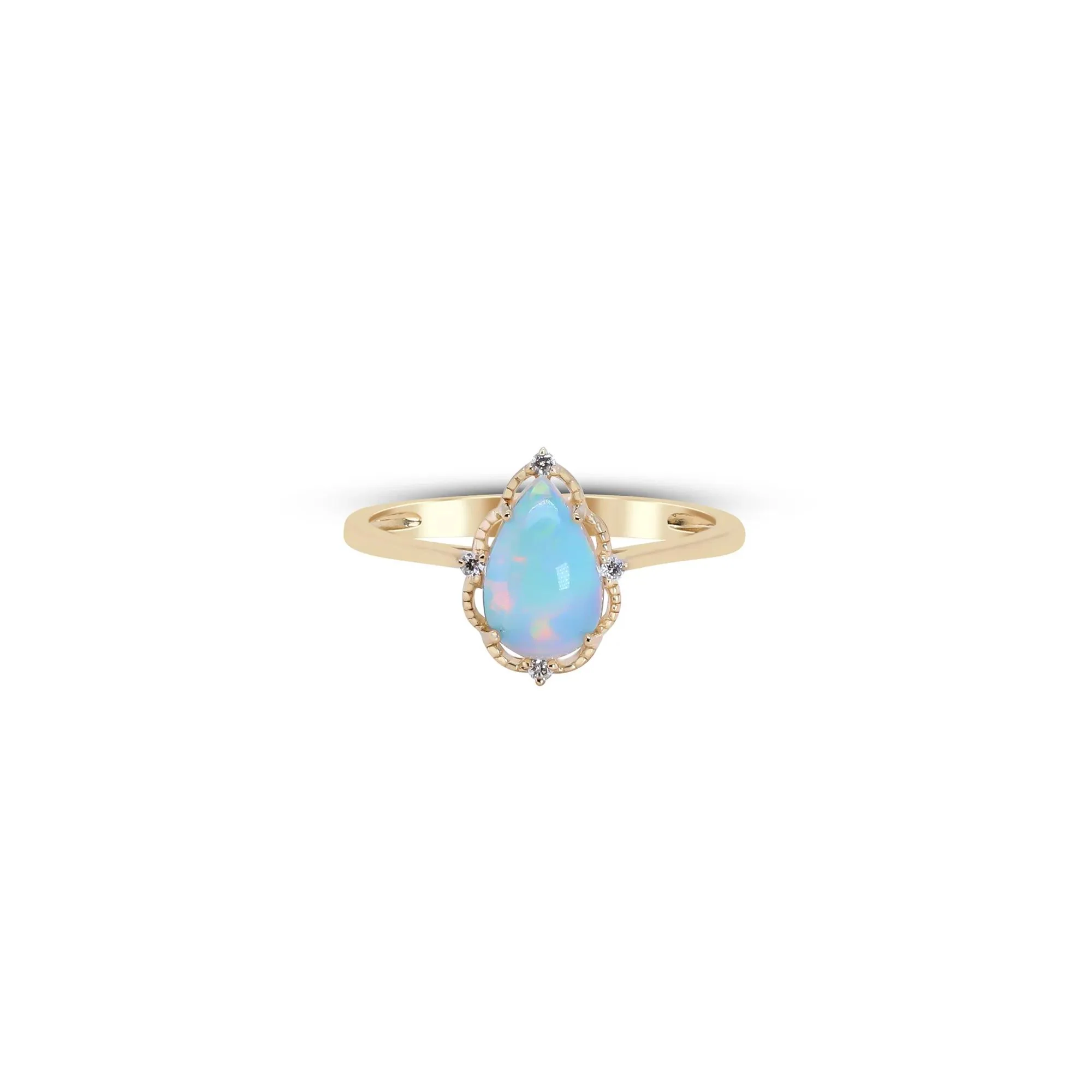 Opal and Diamond Accent Ring 10K Yellow Gold Size 5 - Image 4
