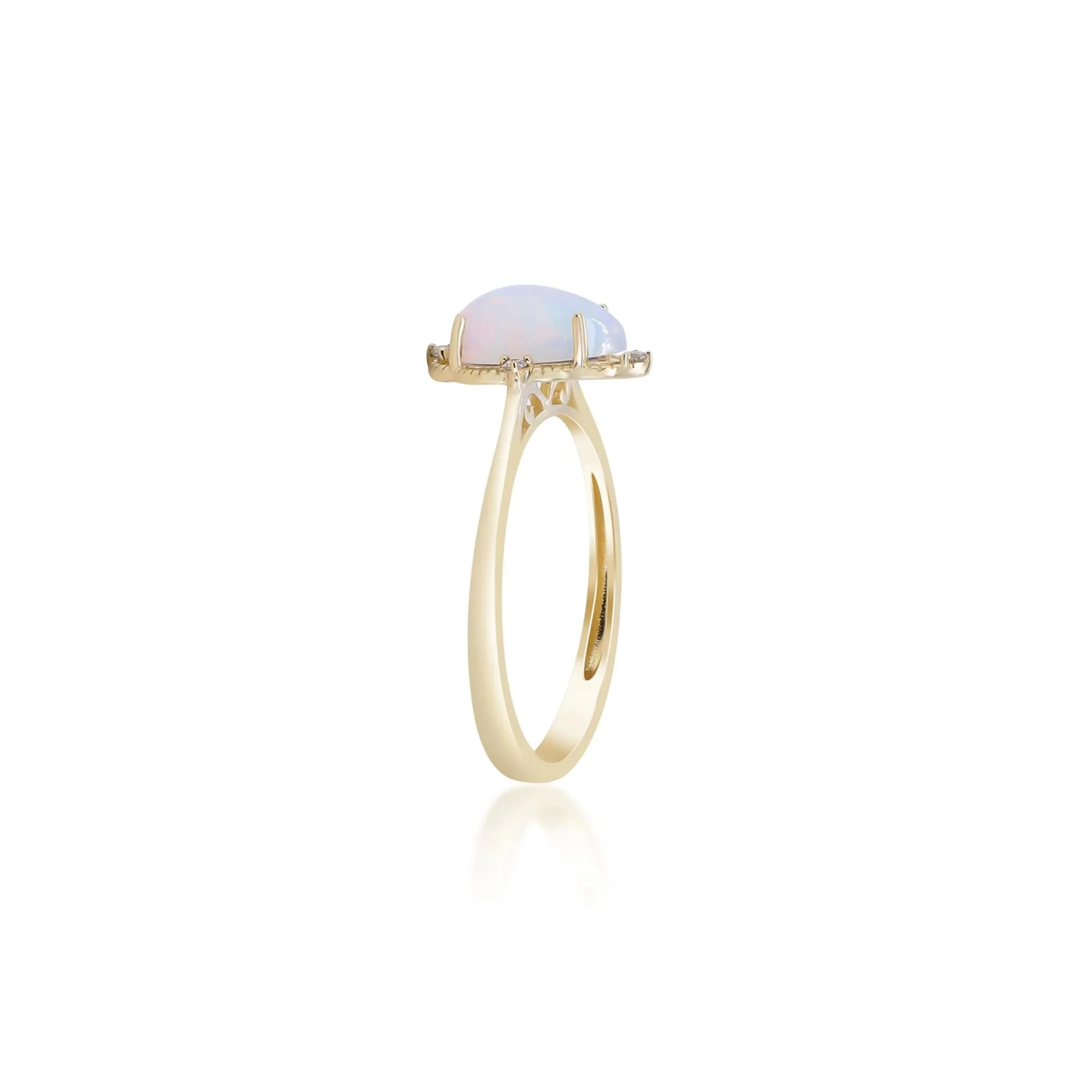 Opal and Diamond Accent Ring 10K Yellow Gold Size 6 - Image 2