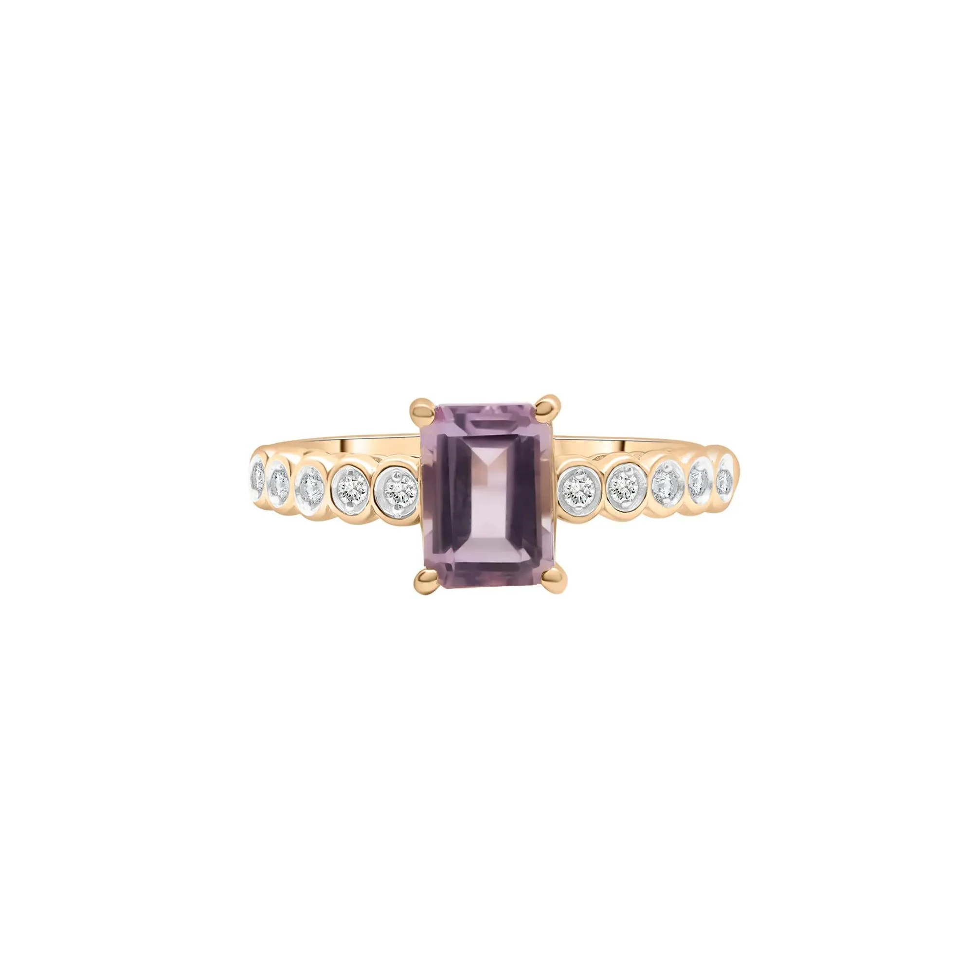 1/10 CT. Tw) Rose De France and Diamond Ring 10K Yellow Gold ( Size 7 1.5mm