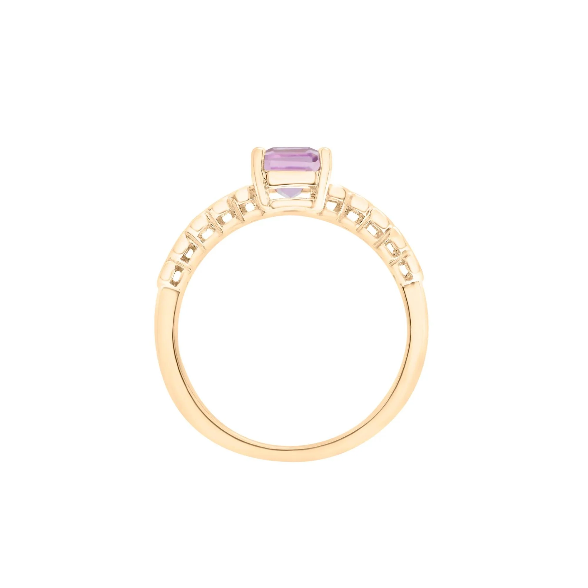 1/10 CT. Tw) Rose De France and Diamond Ring 10K Yellow Gold ( Size 7.5 1.5mm - Image 2