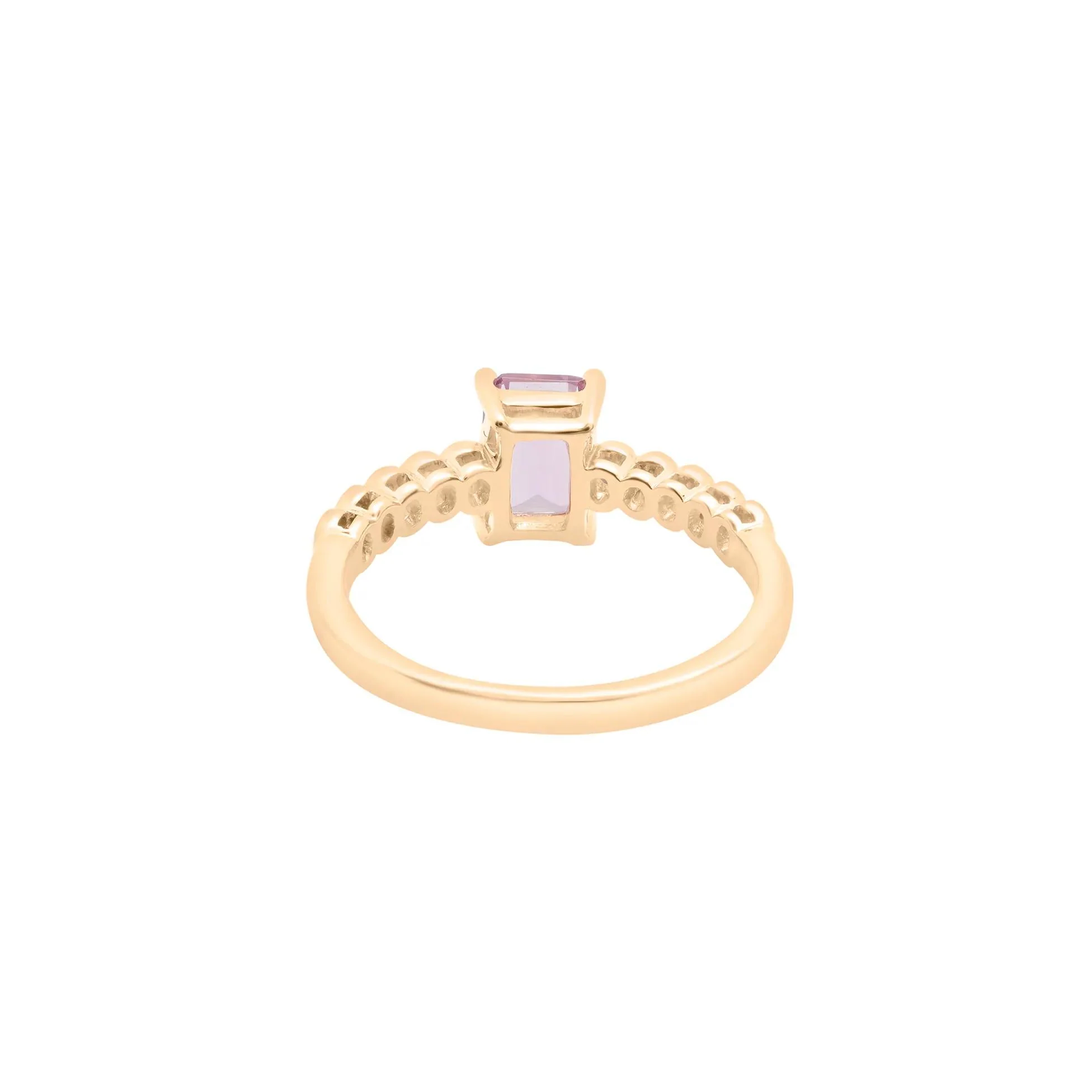 1/10 CT. Tw) Rose De France and Diamond Ring 10K Yellow Gold ( Size 7.5 1.5mm - Image 4