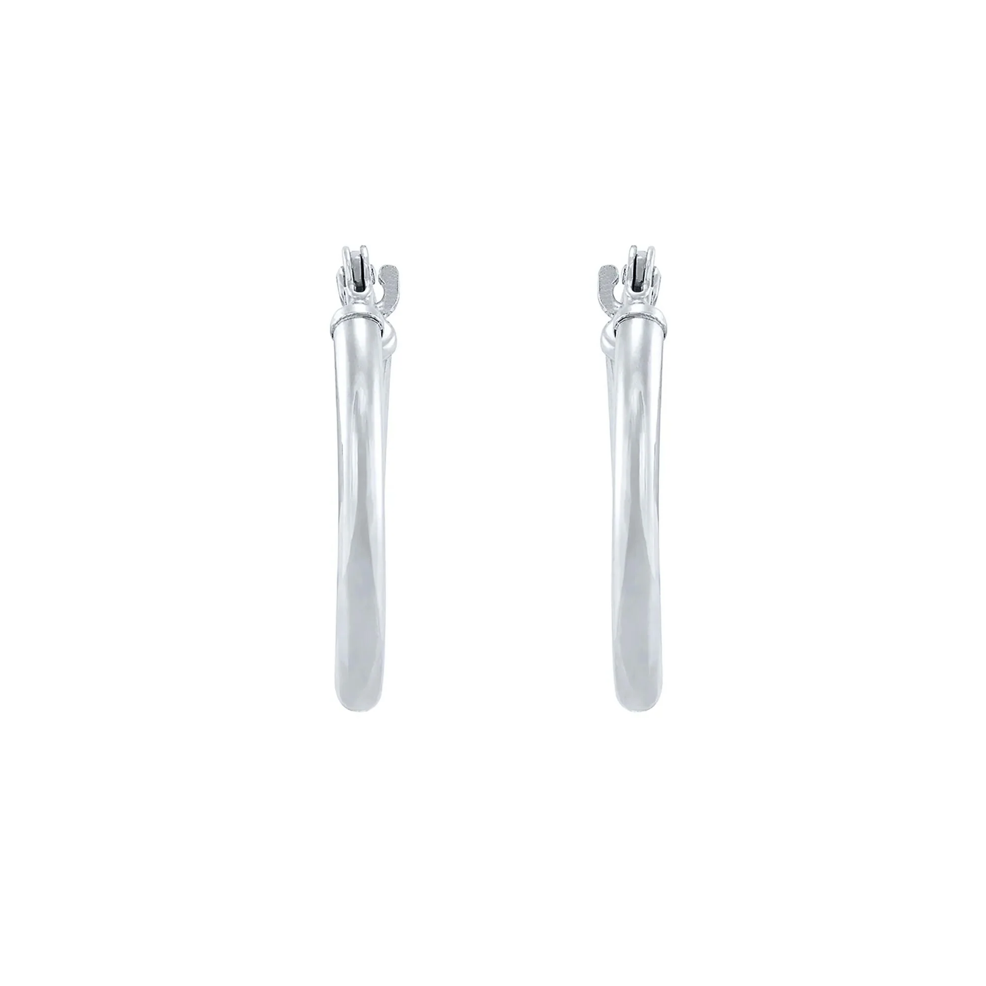 Polished Hoop Earrings 14K White Gold Size 15.00mm