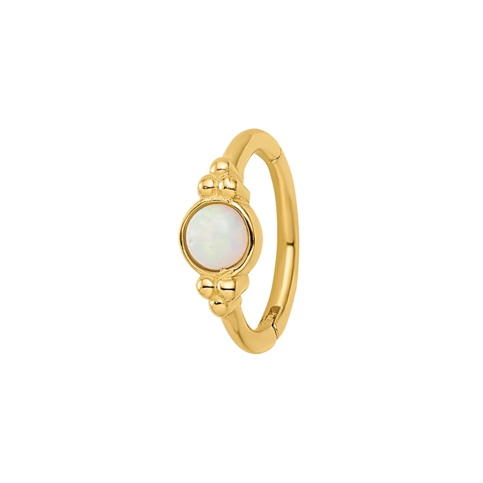 Lab-Created Opal Cartilage Ring 14K Yellow Gold 18 Gauge Size 3.70mm