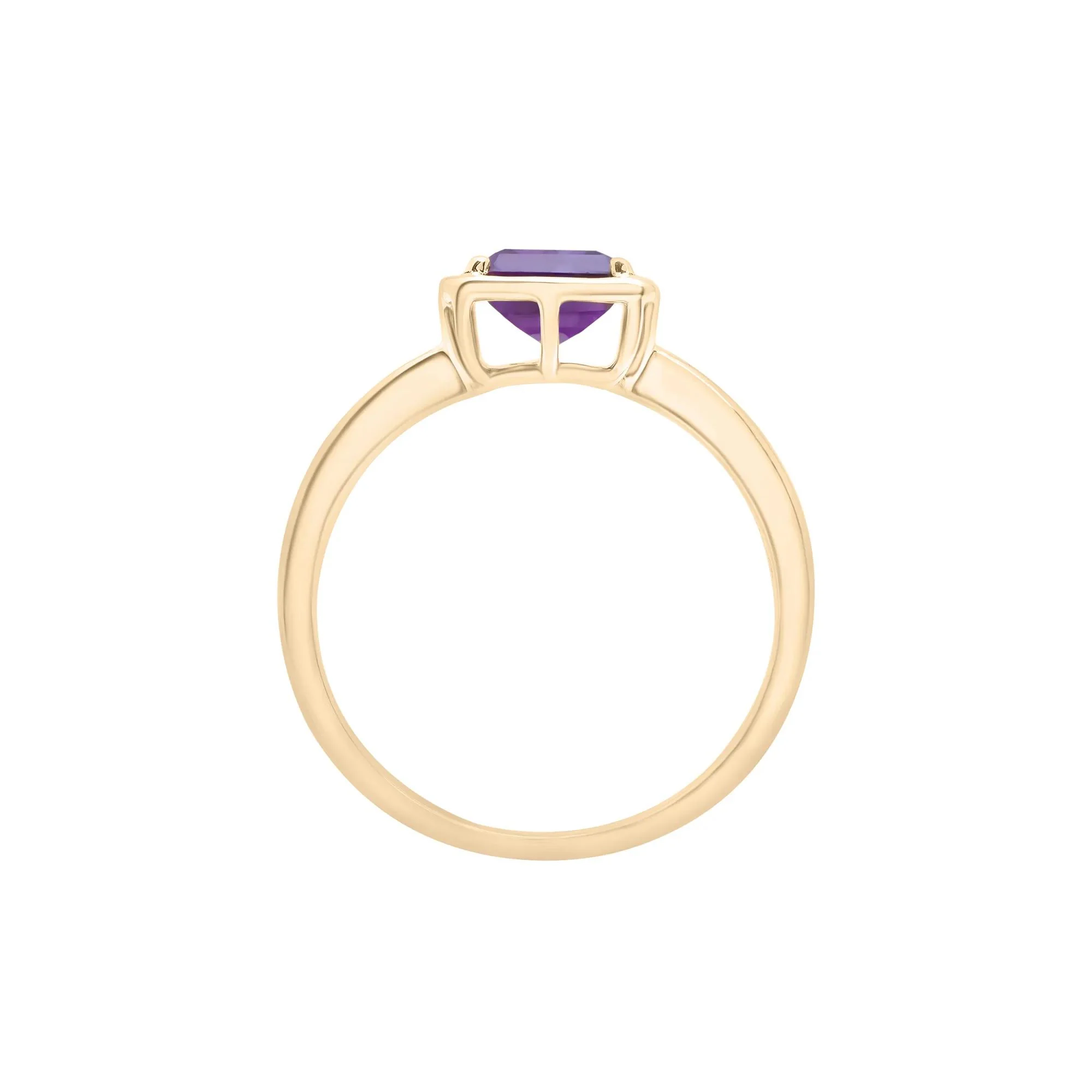 Faux-Bezel Amethyst Ring 10K Yellow Gold Size 6 1.5mm - Image 2