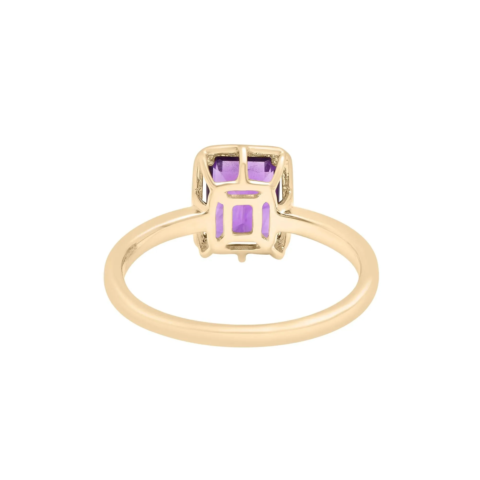 Faux-Bezel Amethyst Ring 10K Yellow Gold Size 7 1.5mm - Image 4