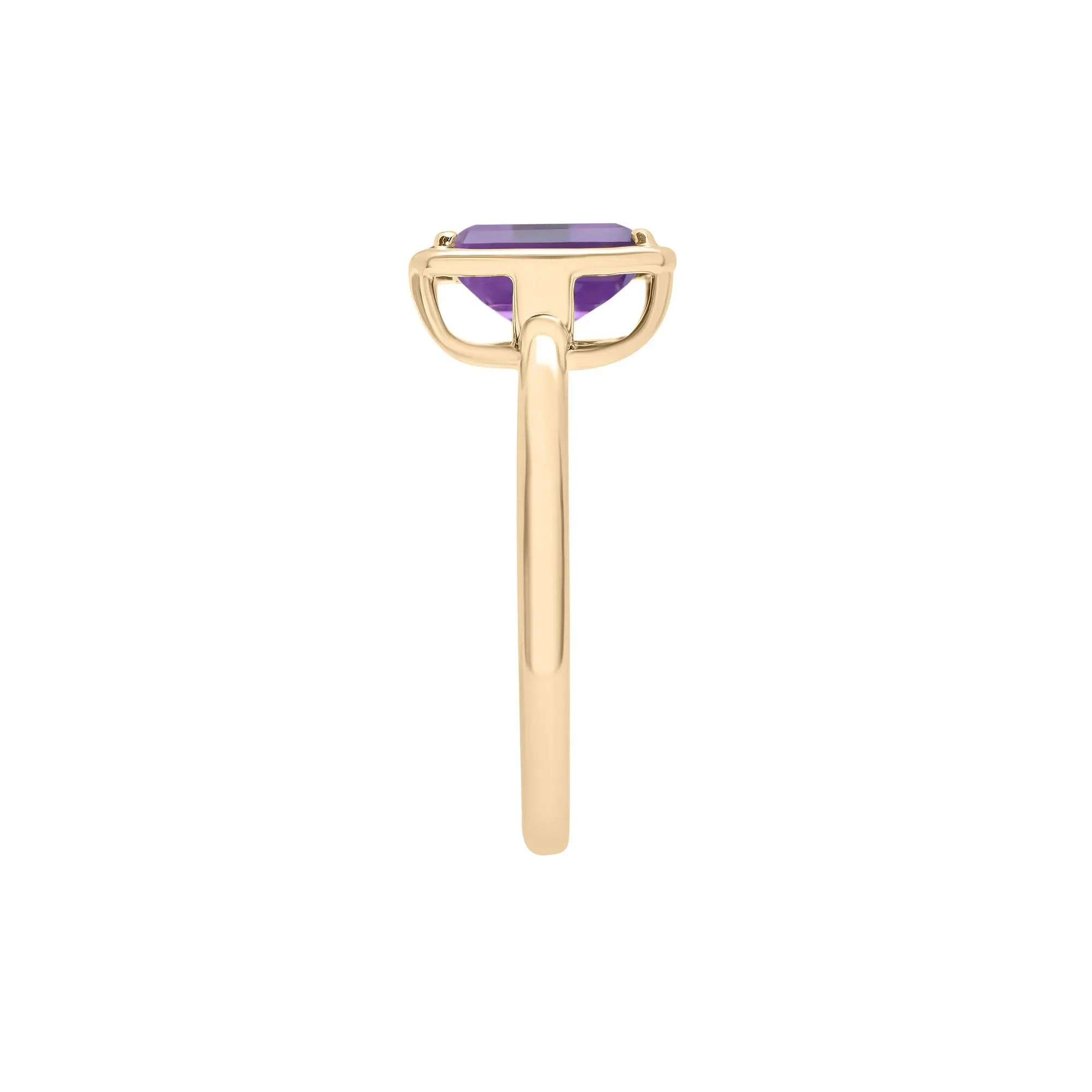Faux-Bezel Amethyst Ring 10K Yellow Gold Size 9 1.5mm - Image 3