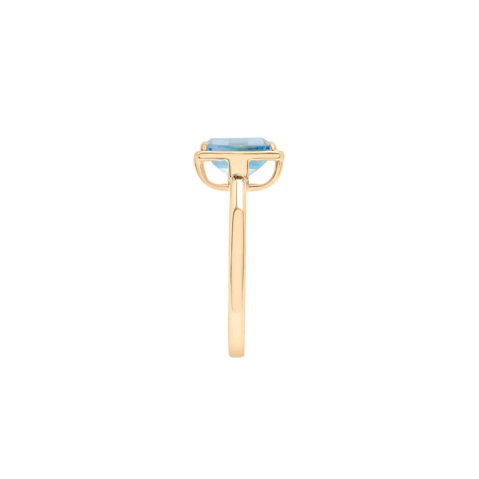 Faux-Bezel Blue Topaz Ring 10K Yellow Gold Size 5 1.5mm - Image 3