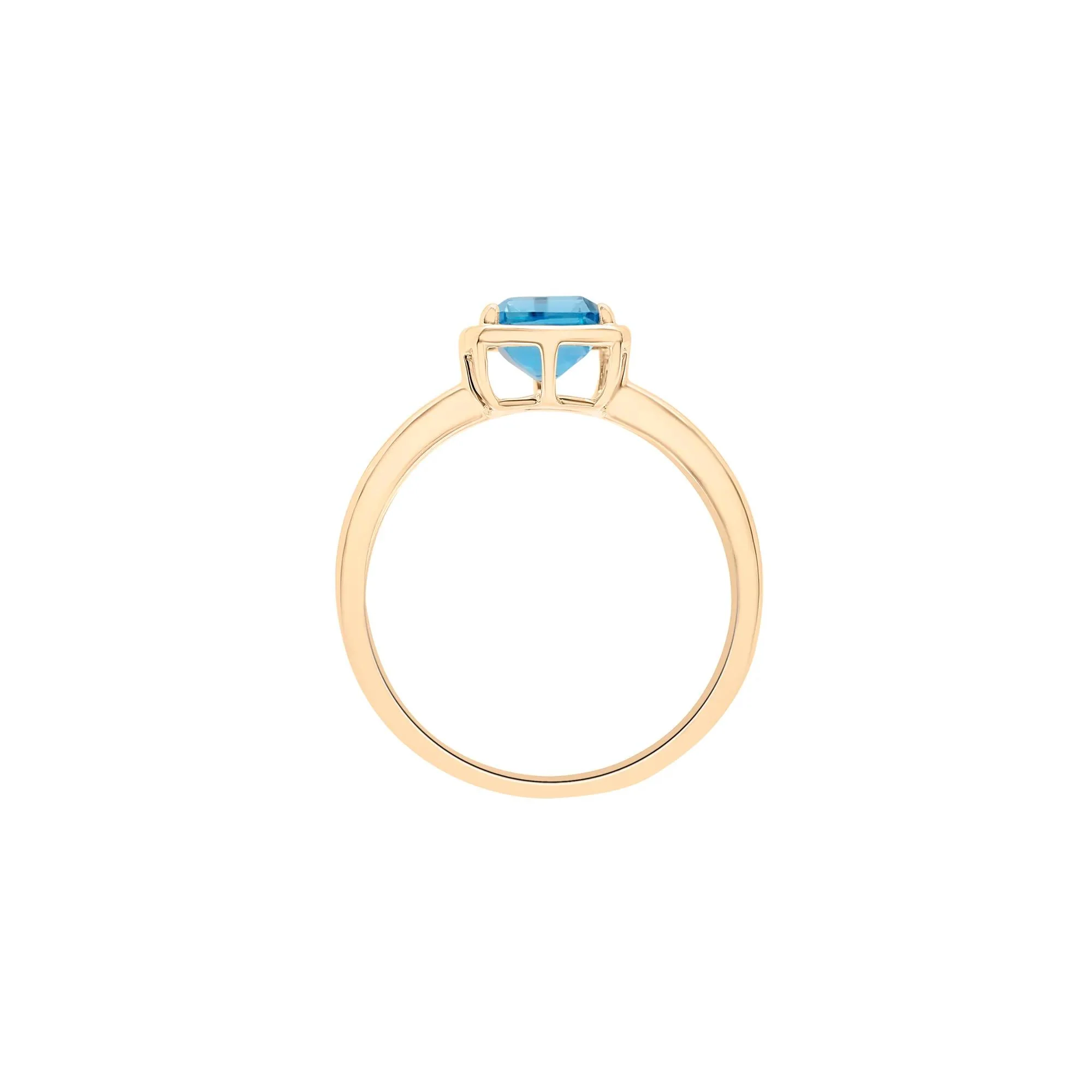 Faux-Bezel Blue Topaz Ring 10K Yellow Gold Size 6 1.5mm - Image 2