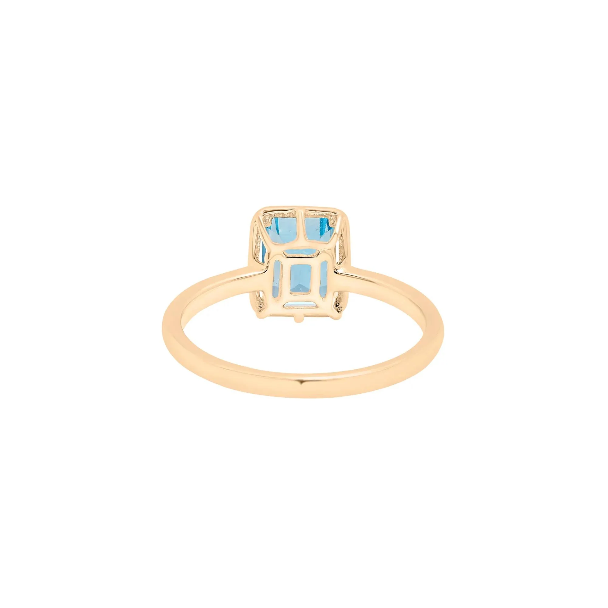 Faux-Bezel Blue Topaz Ring 10K Yellow Gold Size 8 1.5mm - Image 4