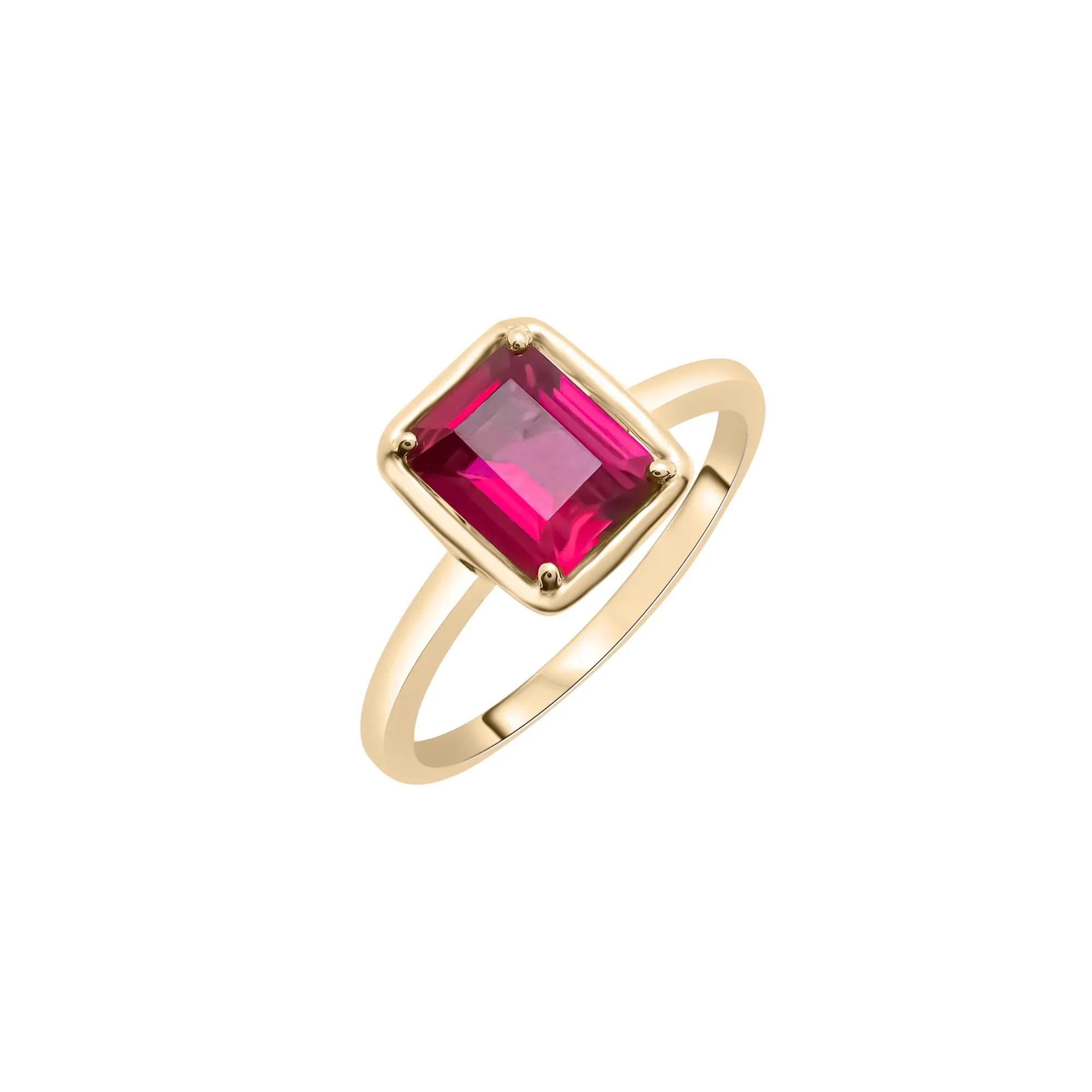 Faux-Bezel Ruby Ring 10K Yellow Gold Size 7 1.5mm - Image 5