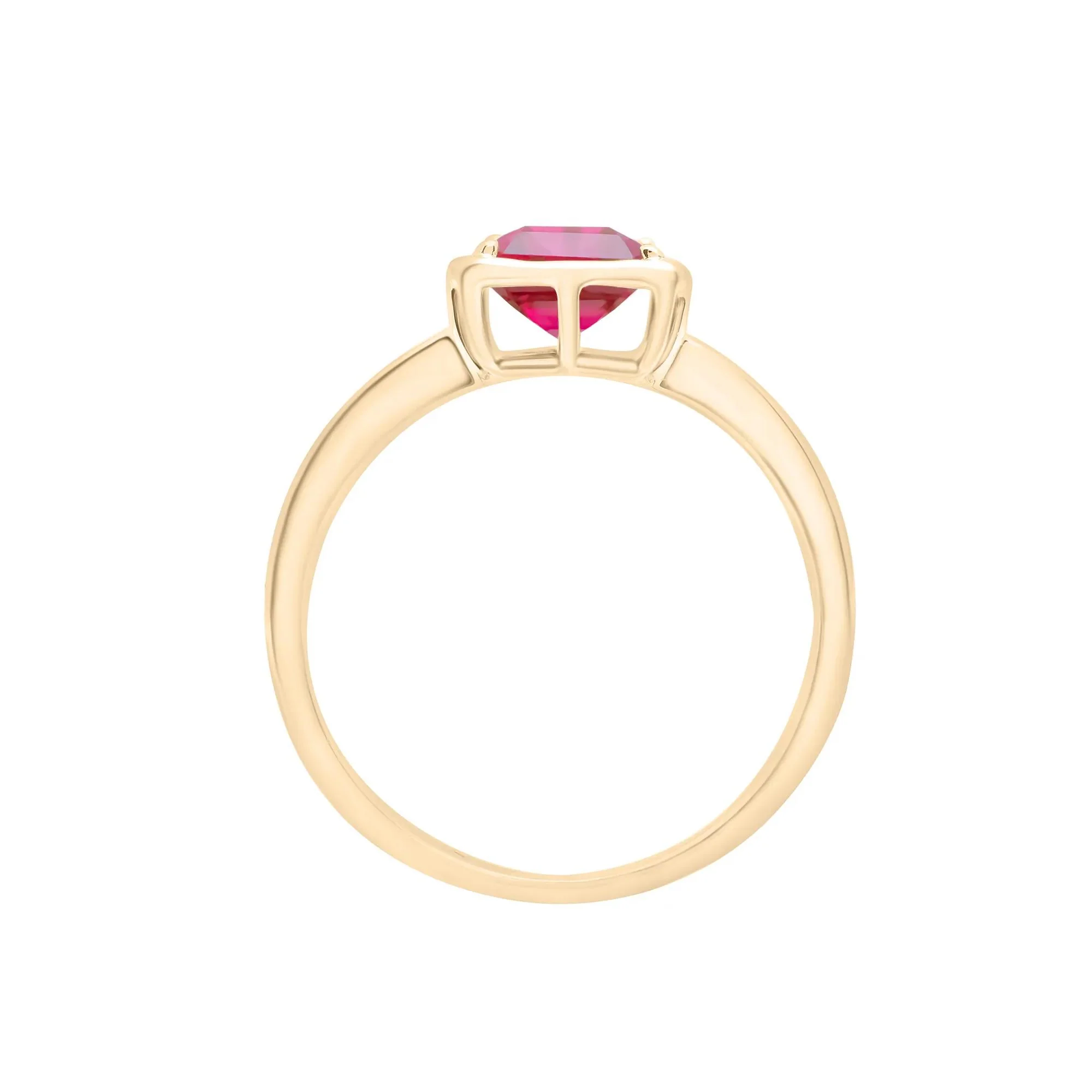 Faux-Bezel Ruby Ring 10K Yellow Gold Size 9 1.5mm - Image 2