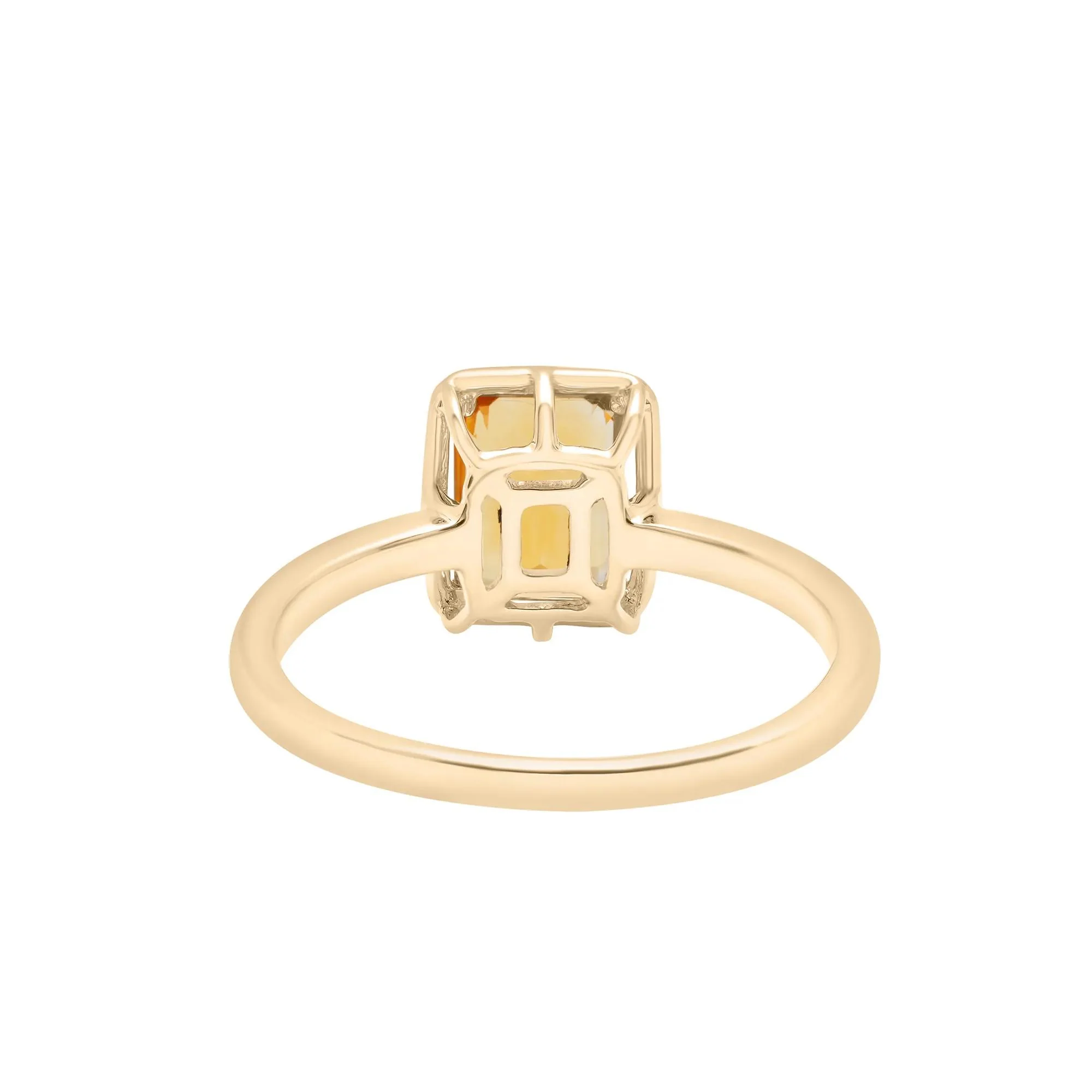 Faux-Bezel Citrine Ring 10K Yellow Gold Size 6 1.5mm - Image 4