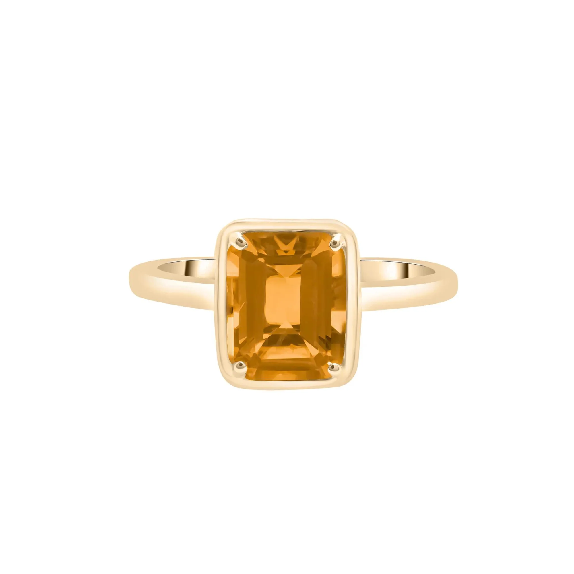 Faux-Bezel Citrine Ring 10K Yellow Gold Size 7 1.5mm