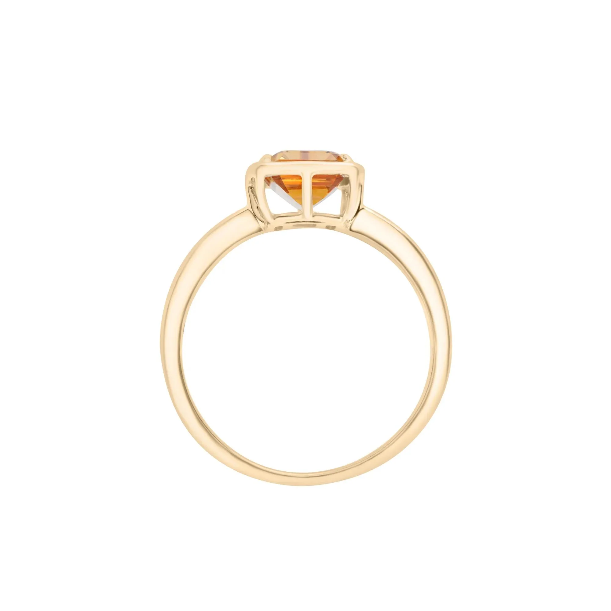 Faux-Bezel Citrine Ring 10K Yellow Gold Size 8 1.5mm - Image 2