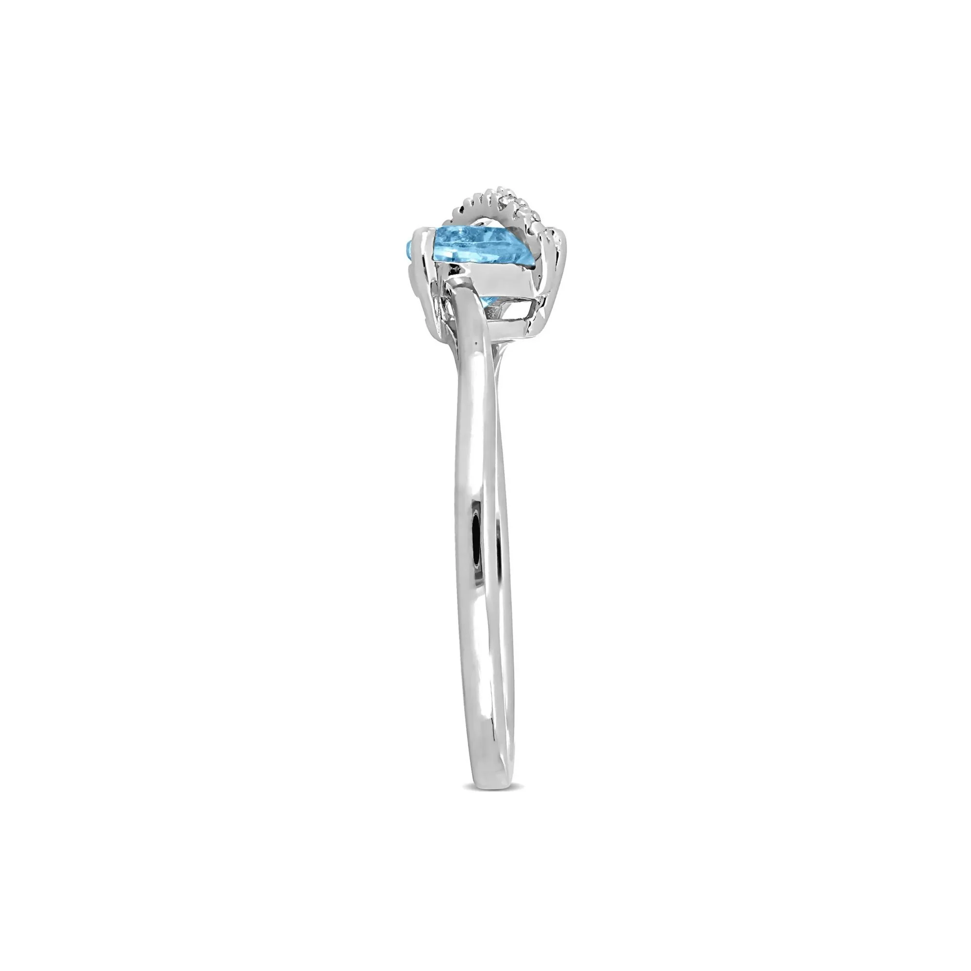 Heart-Shaped Blue Topaz and Diamond Accent Ring .925 Sterling Silver White Size 9 7mm - Image 3