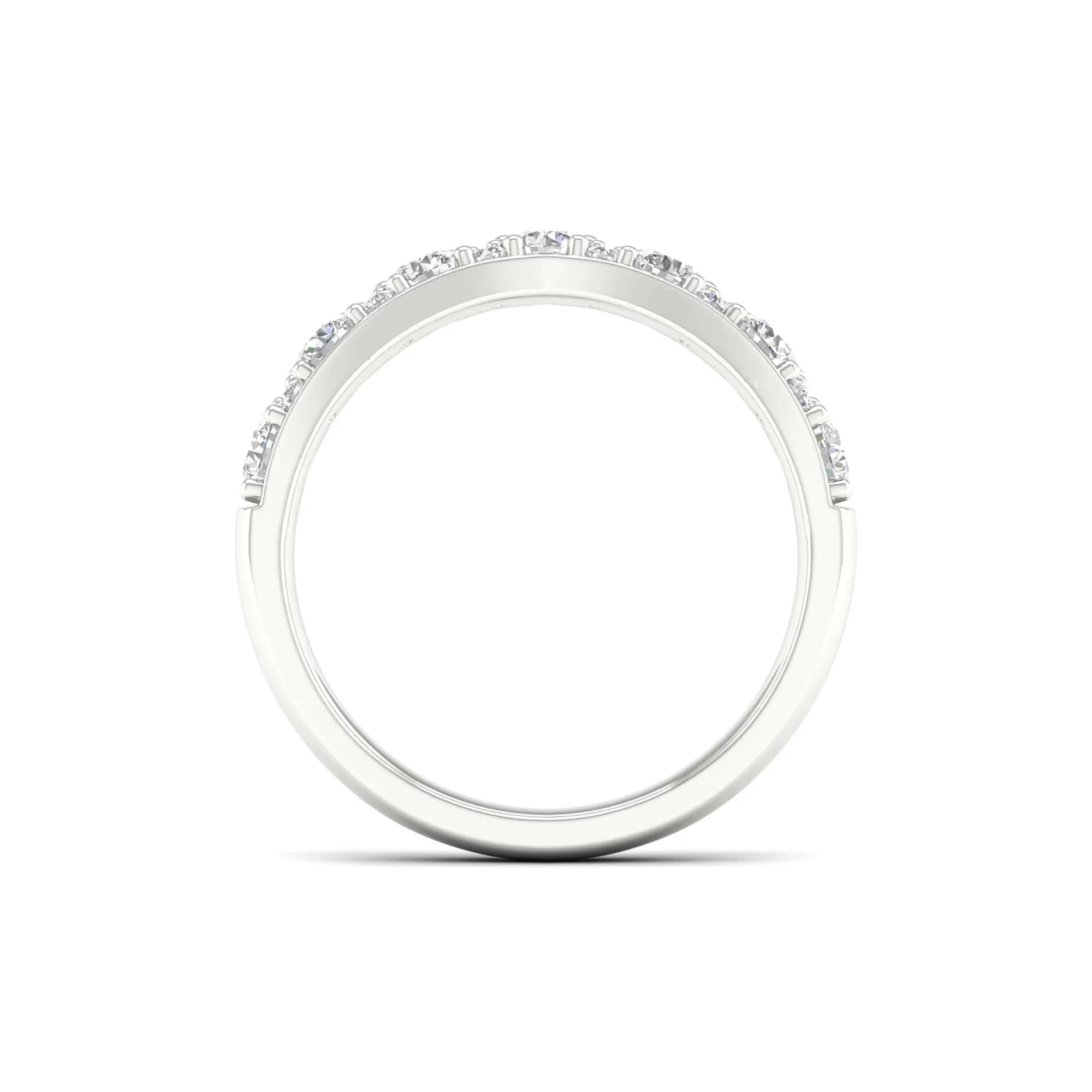 3/4 CT. Tw. Lab Grown Diamond Contour Band Ring 14K White Gold Size 8 - Image 2
