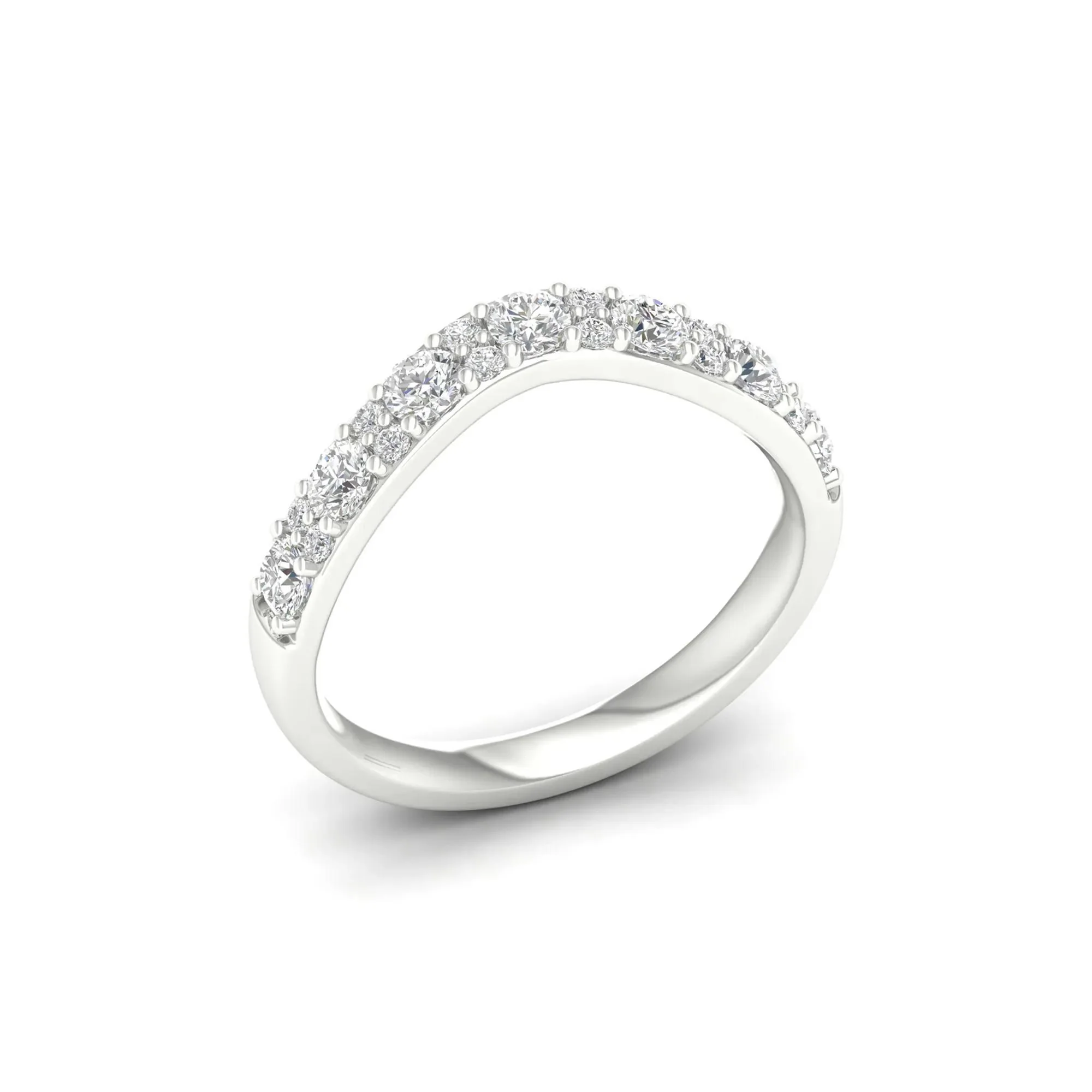 3/4 CT. Tw. Lab Grown Diamond Contour Band Ring 14K White Gold Size 8 - Image 4